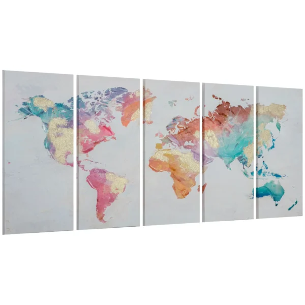 5 Piece Canvas Print for Home and Office 80x40cm , Pine Wood Canvas and Water-Based Paint, Multicolor