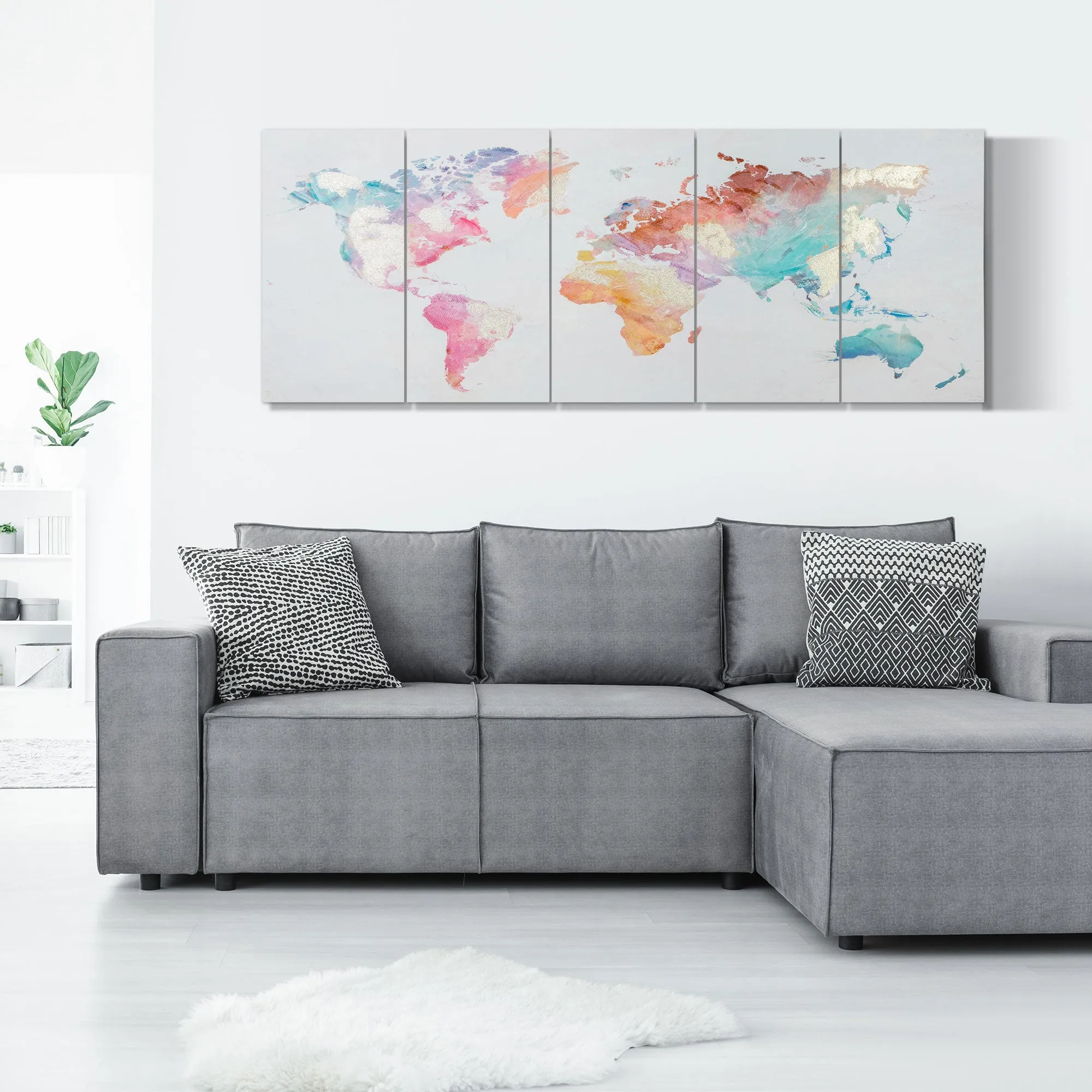 5 Piece Canvas Print for Home and Office 80x40cm , Pine Wood Canvas and Water-Based Paint, Multicolor - Image 2
