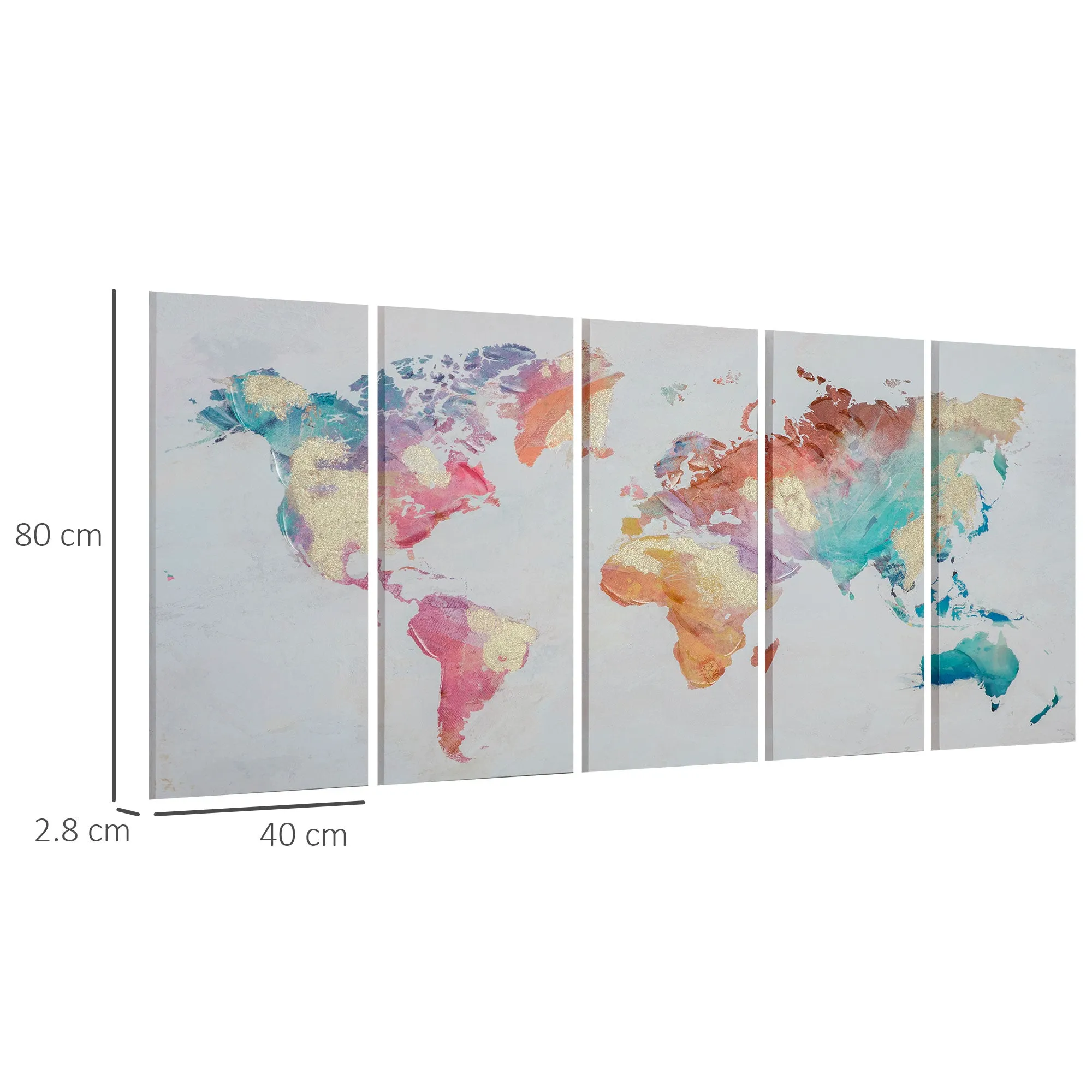 5 Piece Canvas Print for Home and Office 80x40cm , Pine Wood Canvas and Water-Based Paint, Multicolor - Image 3