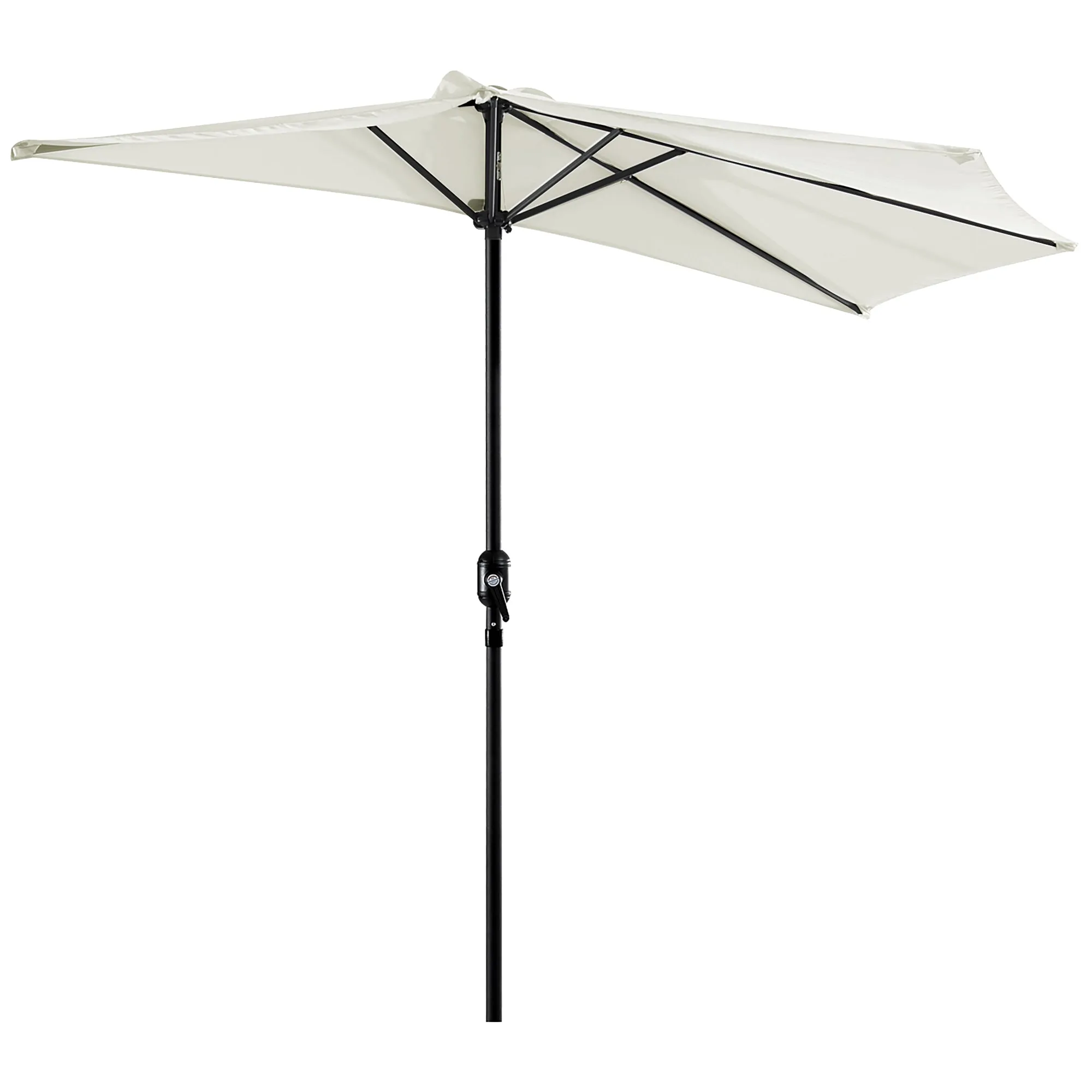 2.7 x 1.5 m Semi-Circular Wall-Mounted Garden Umbrella with Crank Opening, White
