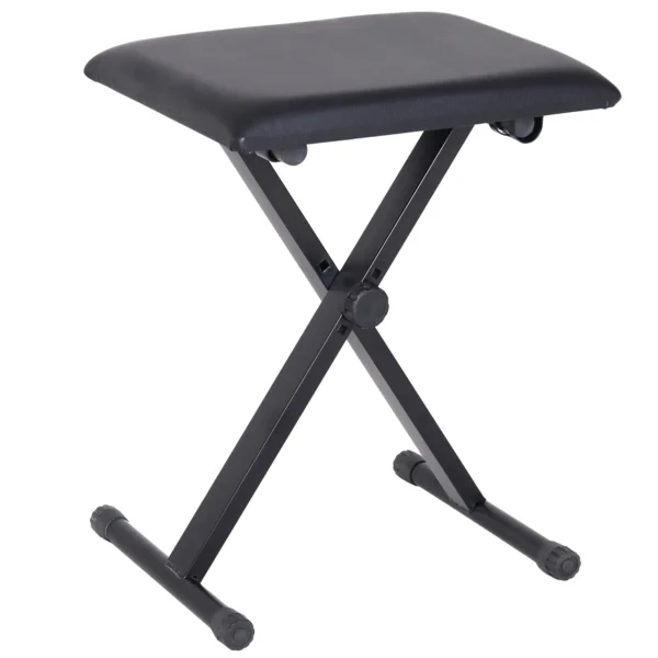 Piano Bench Padded Height Adjustable Foldable Non-Slip, Black, 39x29x47cm