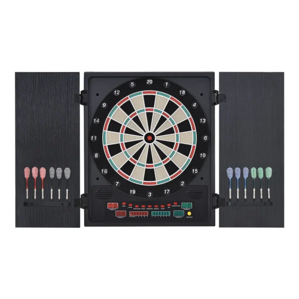 Electronic Dartboard with Automatic Scoring, 12 Darts and 6 Displays, 51x6.5x57cm, Black