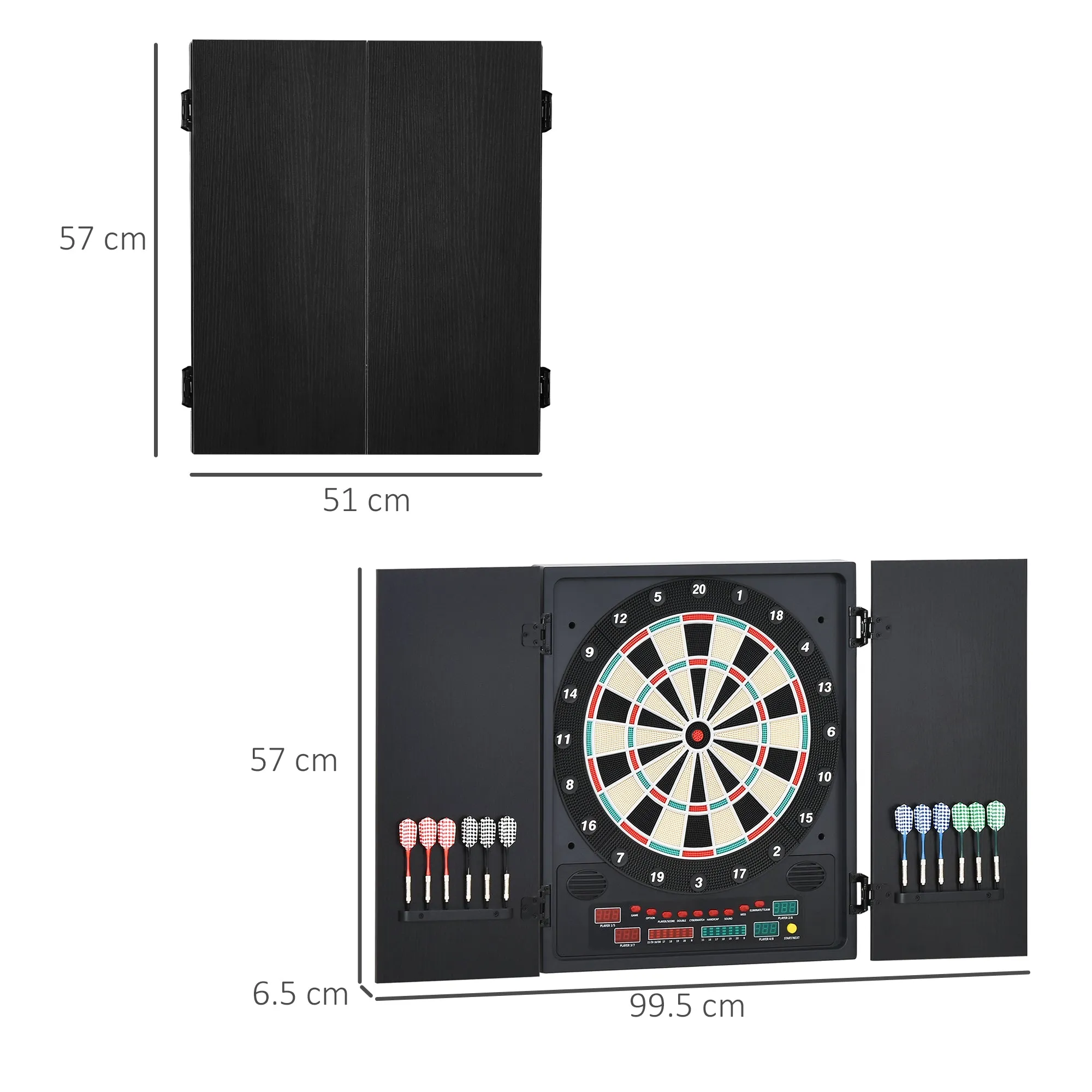 Electronic Dartboard with Automatic Scoring, 12 Darts and 6 Displays, 51x6.5x57cm, Black - Image 3