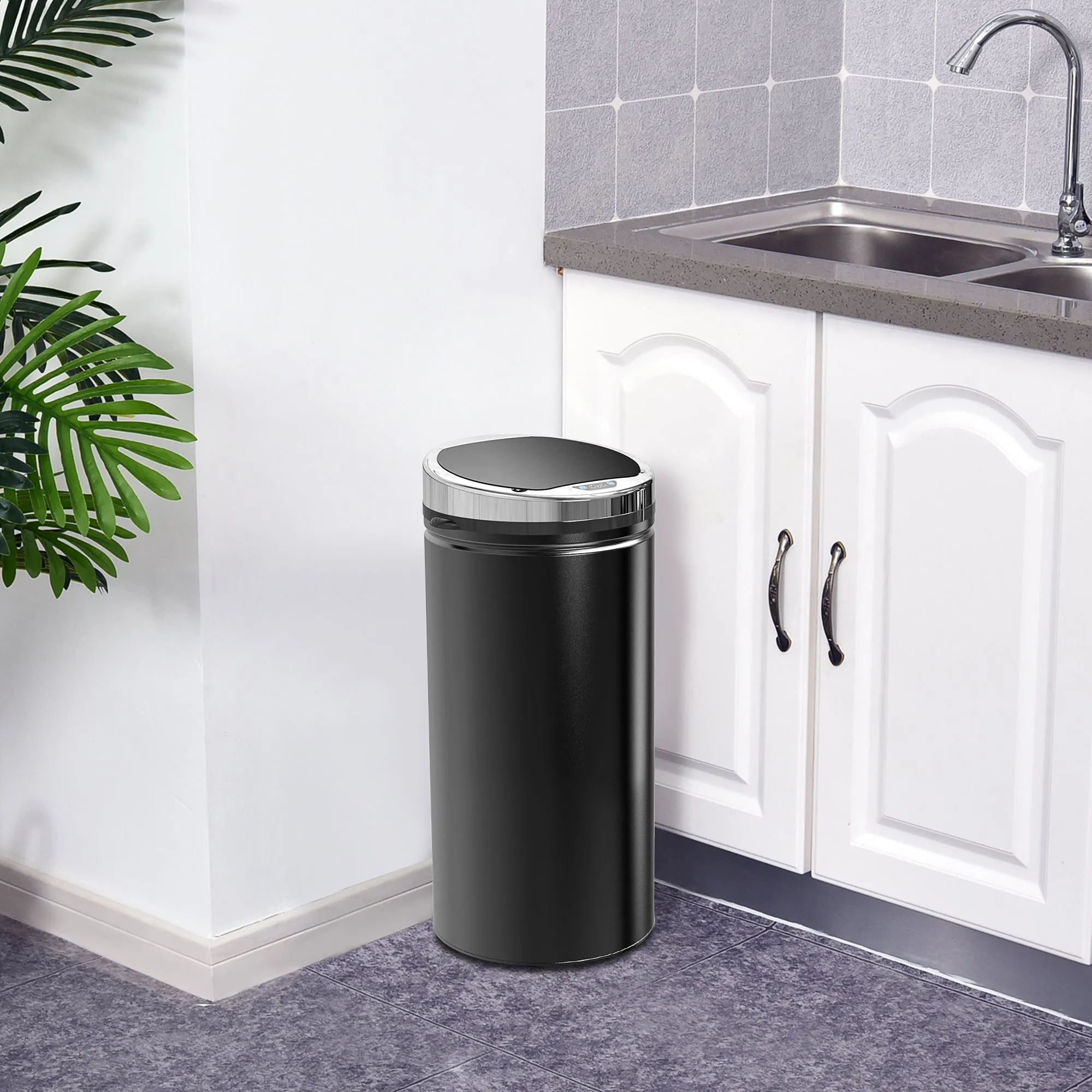 42L Automatic Trash Can with Infrared Sensor in Steel and Plastic, 30.5x30.5x68 cm - Image 2
