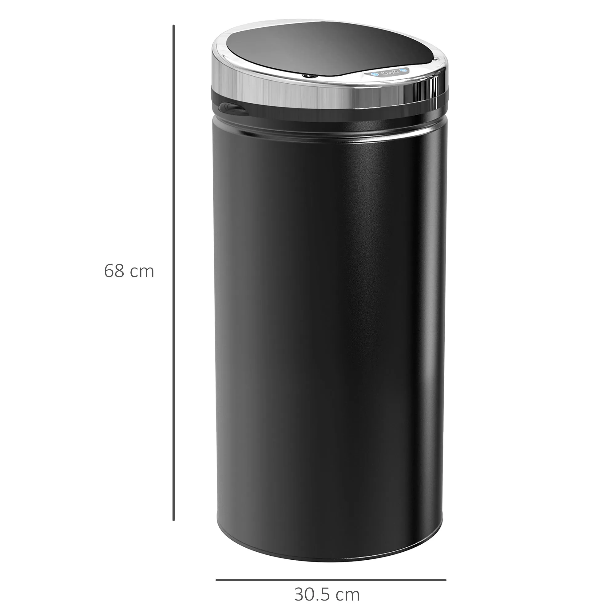 42L Automatic Trash Can with Infrared Sensor in Steel and Plastic, 30.5x30.5x68 cm - Image 3