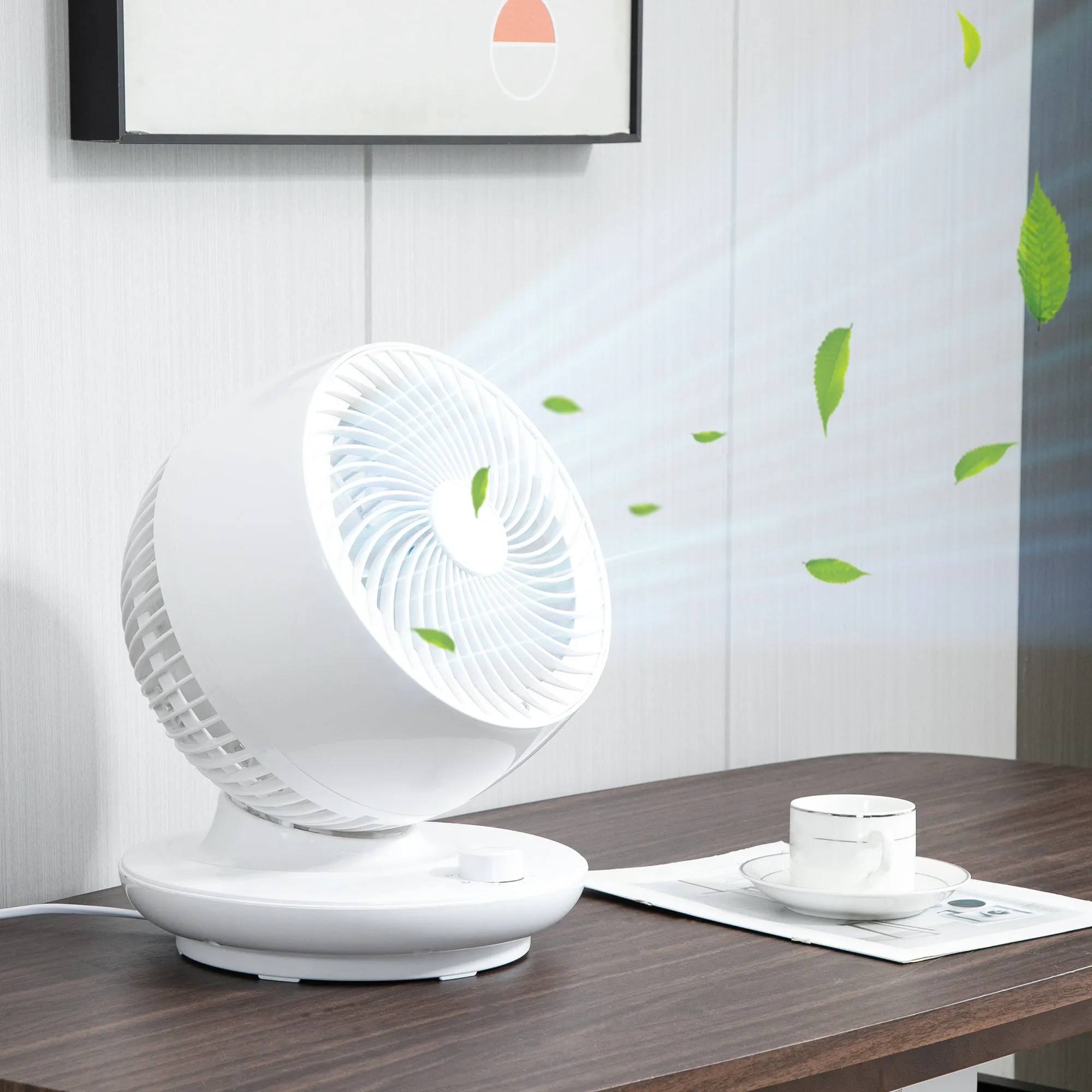 3-Speed Table Fan, 70° Oscillation and 90° Tilt, 27x27x34cm, Black and White - Image 2