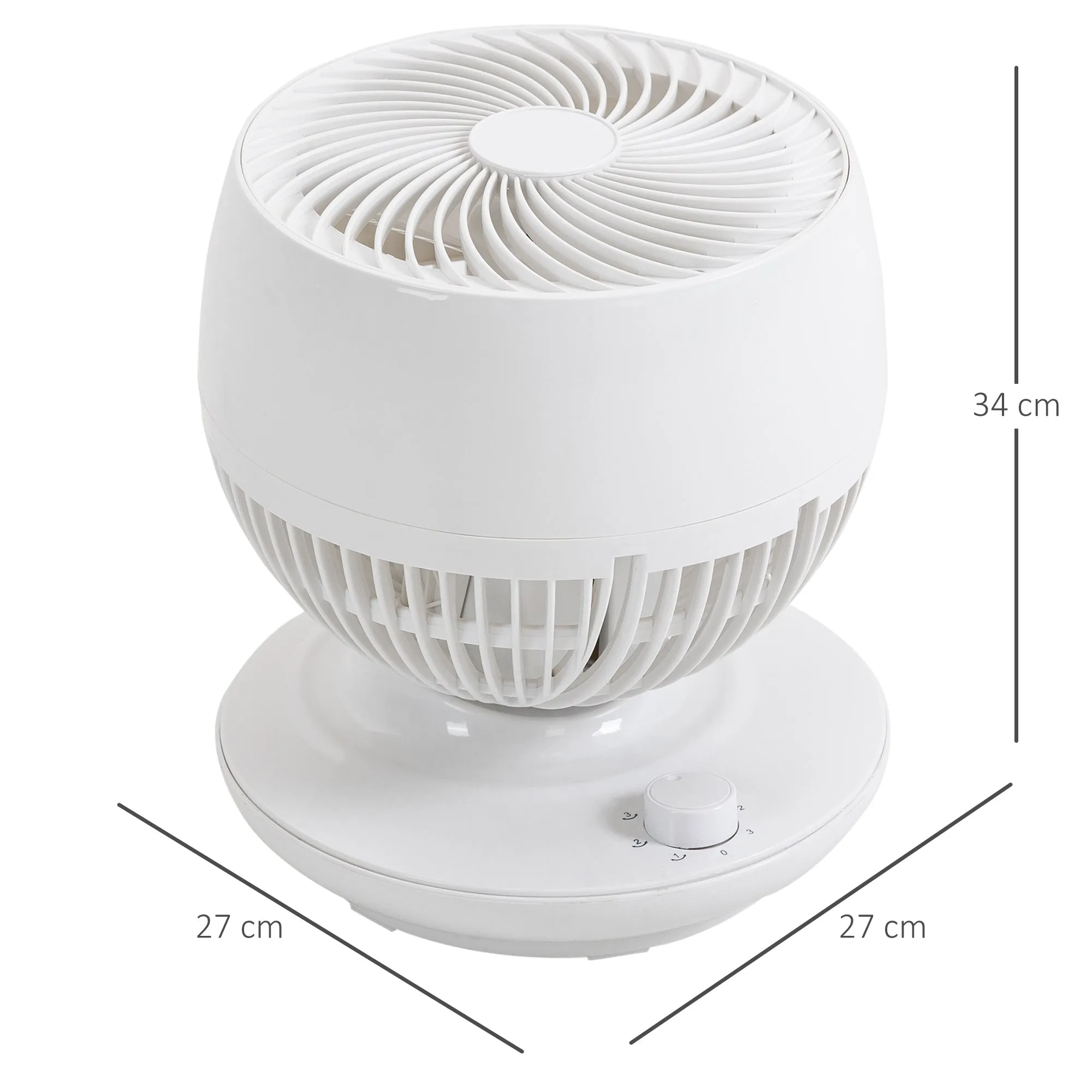 3-Speed Table Fan, 70° Oscillation and 90° Tilt, 27x27x34cm, Black and White - Image 3