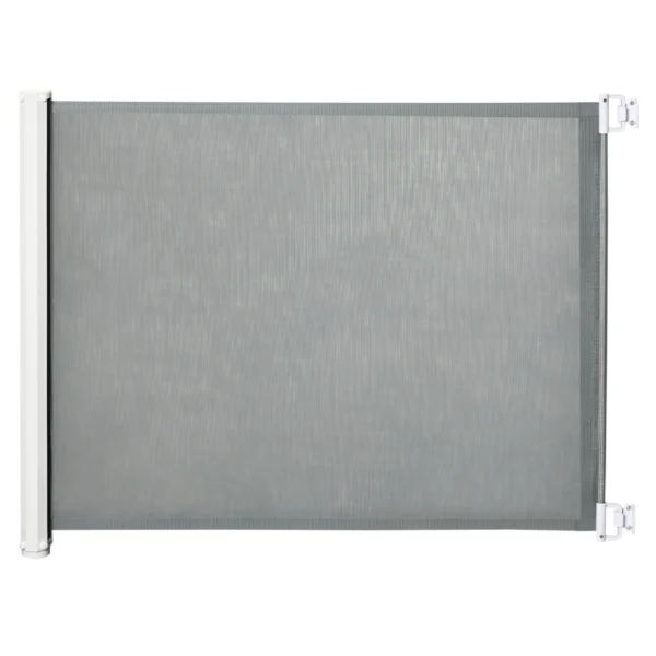 Dog Gate, Extendable up to 115 cm, Polyester and Steel, 115 x 82.5 cm, White and Grey