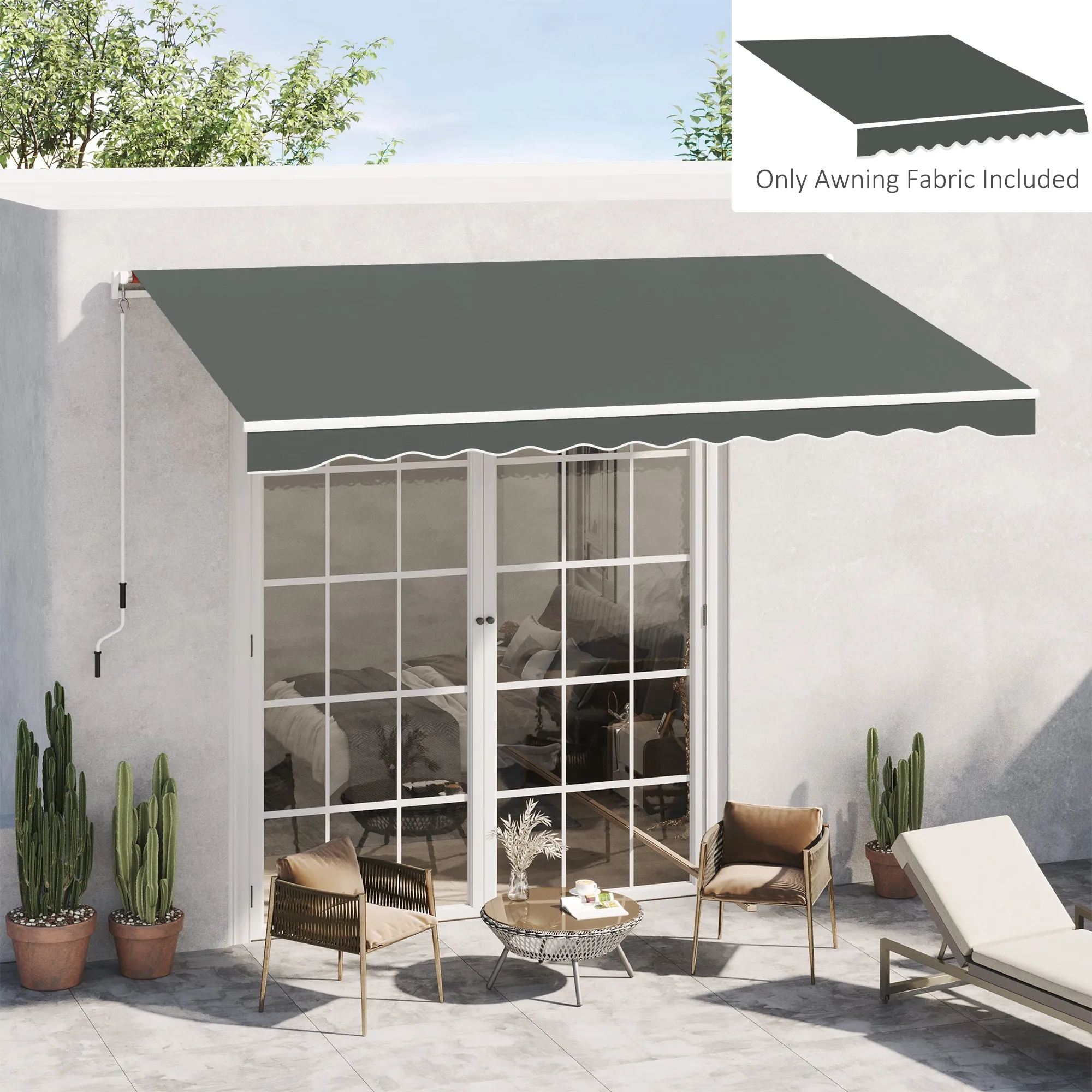 4x2.5m Anti-UV Polyester Retractable Awning Replacement Cover, Grey (Cover Only) - Image 2