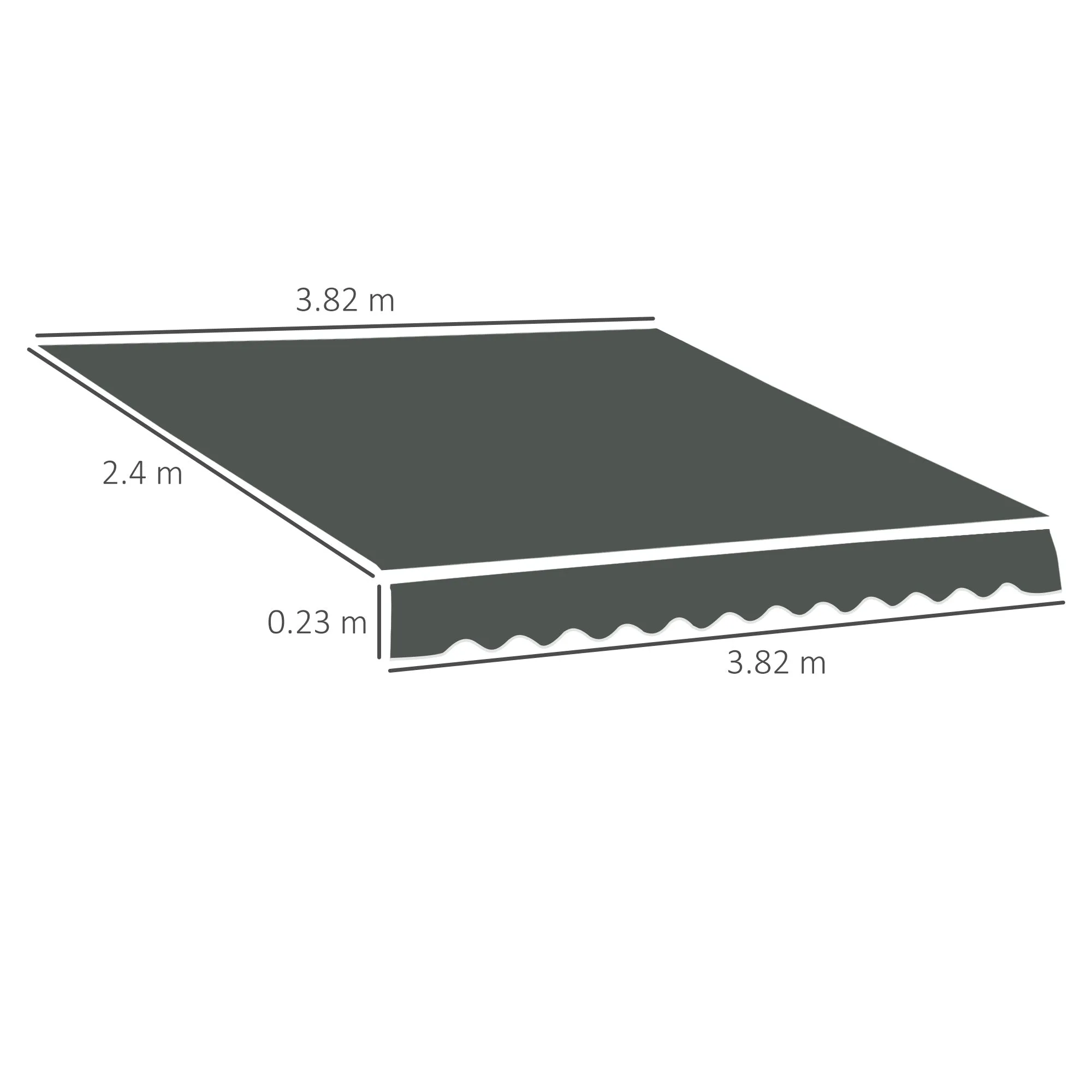 4x2.5m Anti-UV Polyester Retractable Awning Replacement Cover, Grey (Cover Only) - Image 3