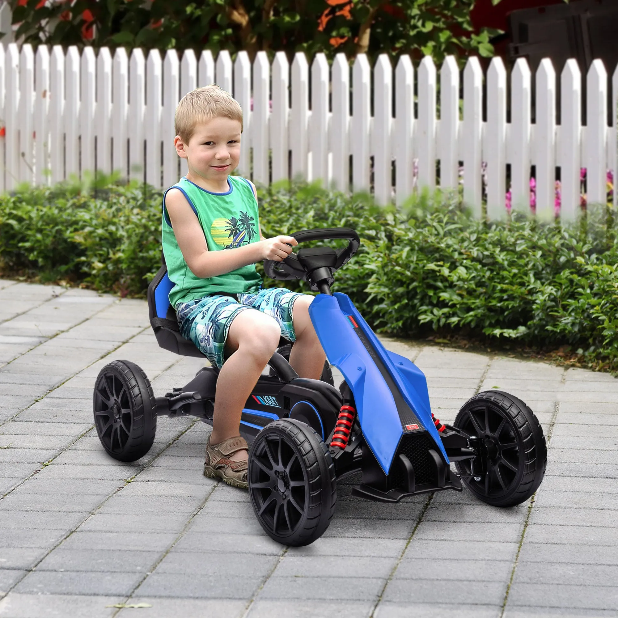Pedal Go Kart for Kids Ages 3-8 with Adjustable Seat and EVA Wheels, 100x58x58.5 cm, Blue - Image 2
