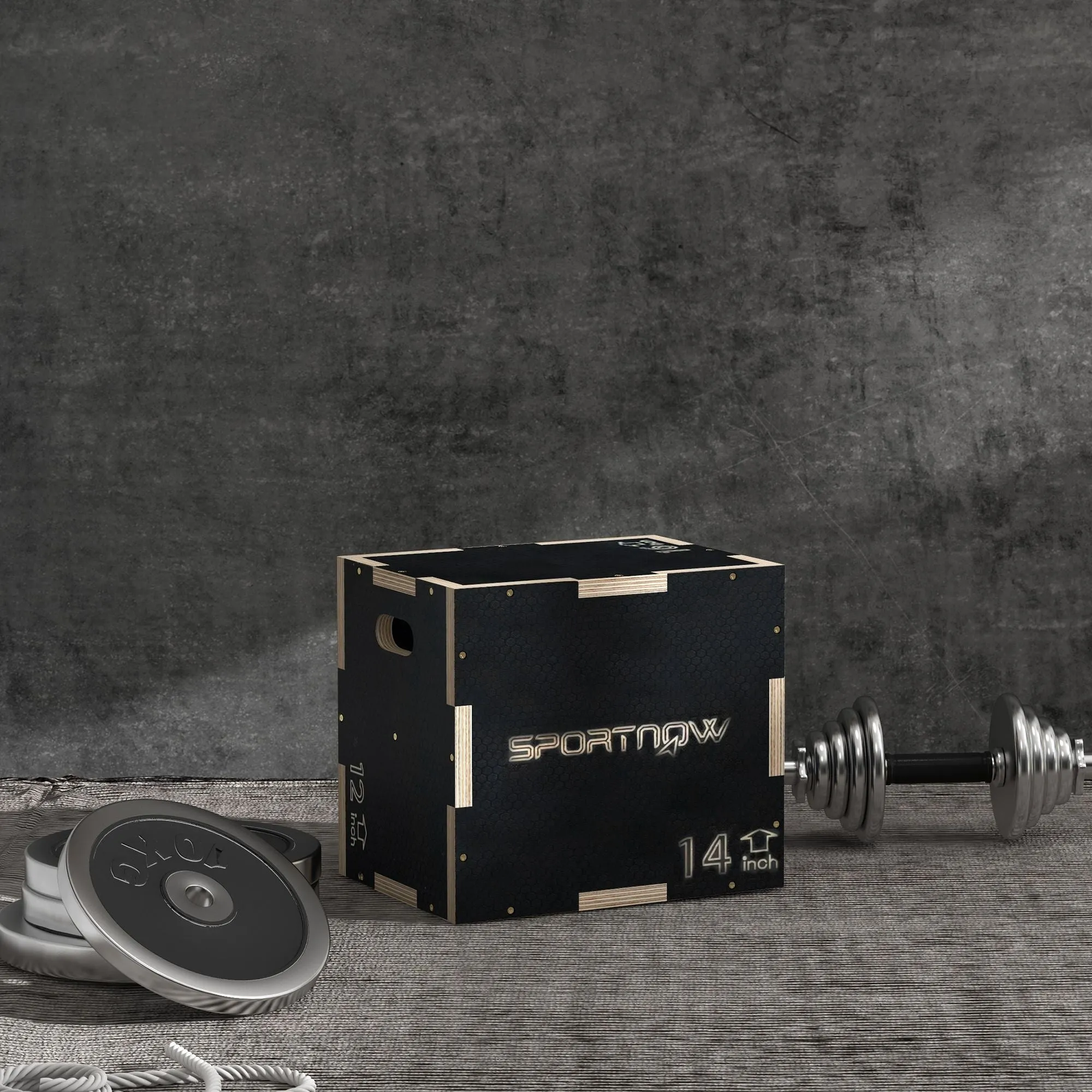 3-Height Plyometric Jump Box in Non-Slip Wood, 41-36-31cm, Black - Image 2