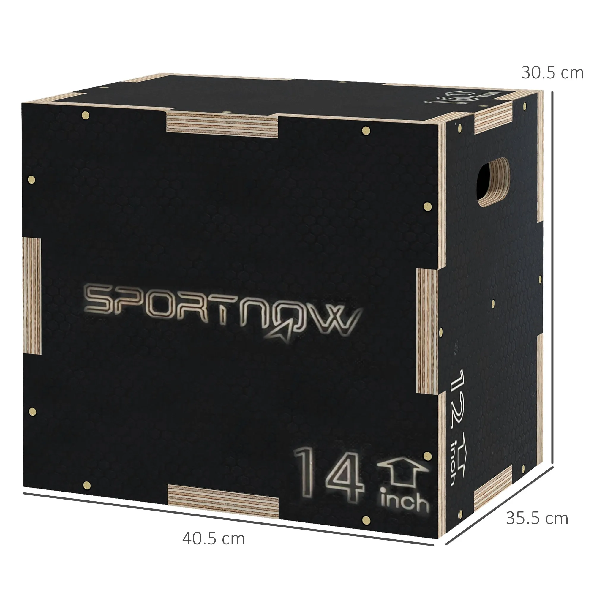 3-Height Plyometric Jump Box in Non-Slip Wood, 41-36-31cm, Black - Image 3