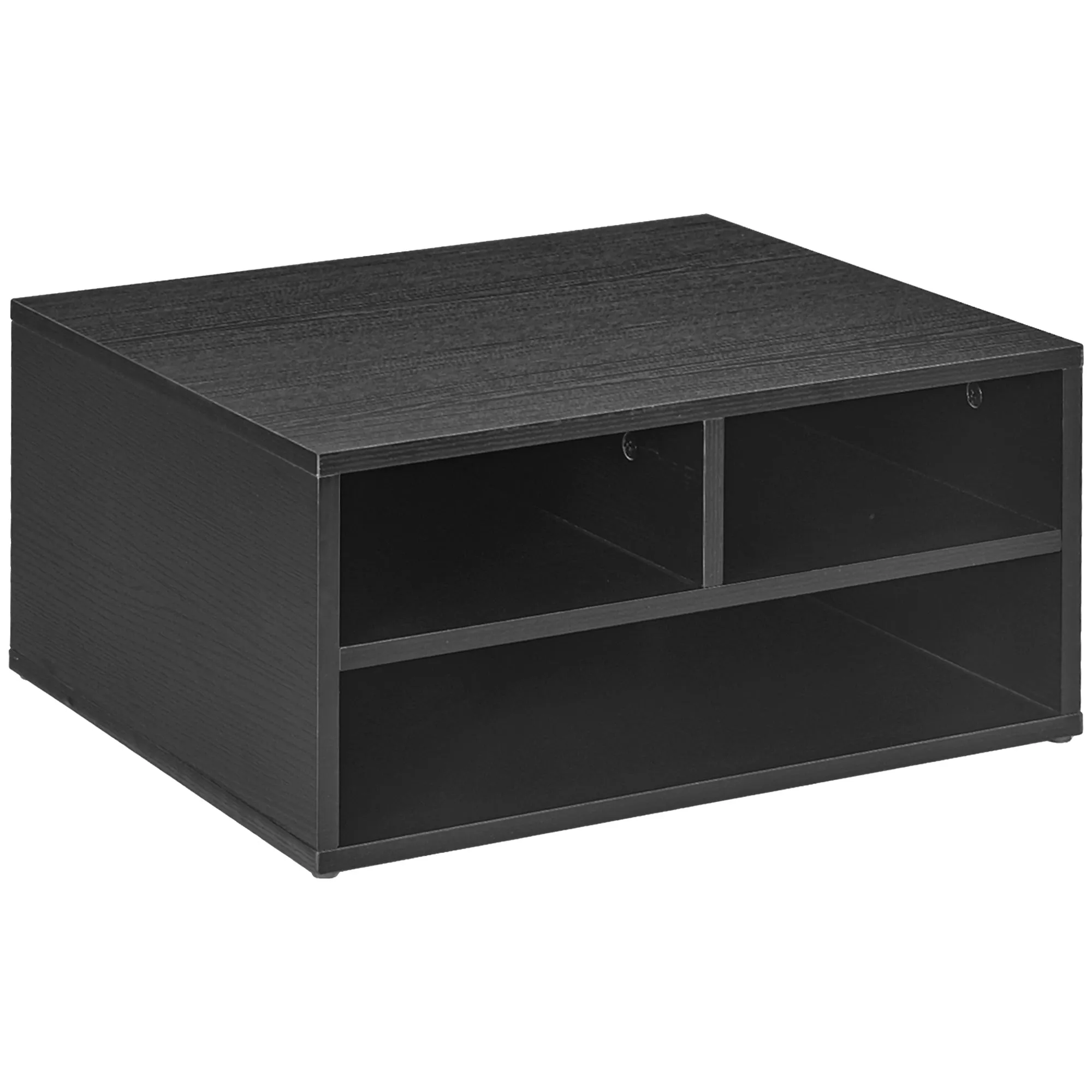 Office Printer Stand with 3 Open Shelves, 2 Levels, 47 x 40 x 22.5 cm, Black
