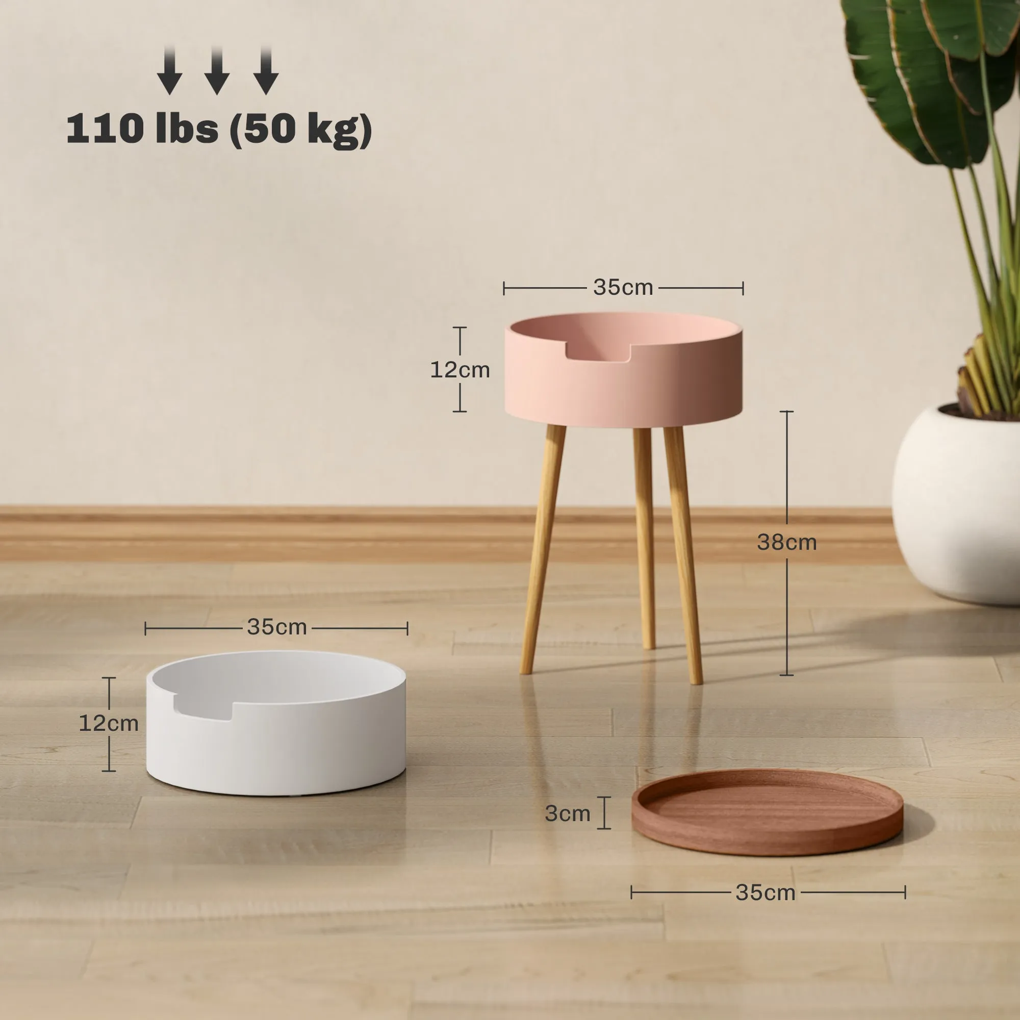 Set of 2 3-Tier Coffee Tables with 2 Storage Compartments and Tray Top, Multi-Colour - Image 3