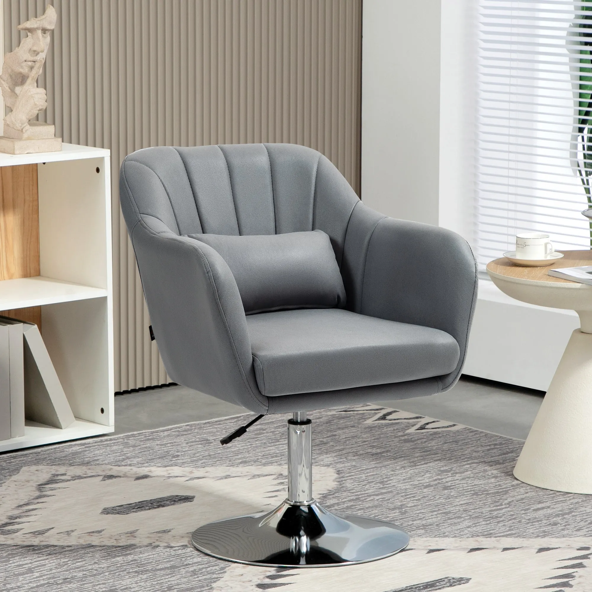 Swivel Desk Chair with Adjustable Height and Lumbar Cushion, Technical Fabric, Grey - Image 2
