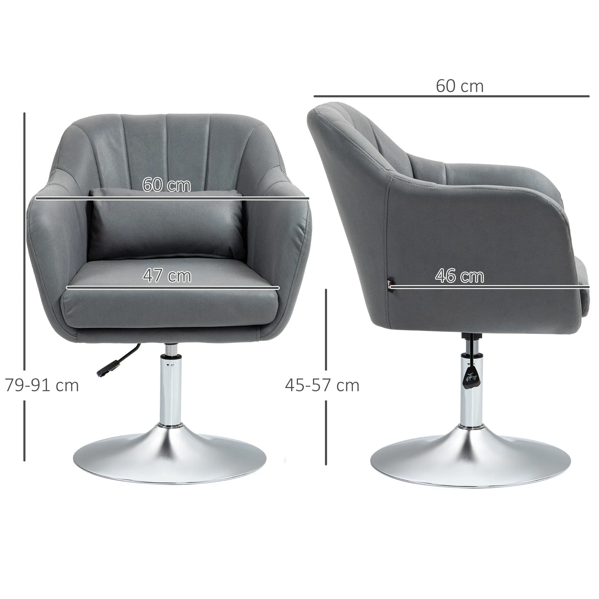 Swivel Desk Chair with Adjustable Height and Lumbar Cushion, Technical Fabric, Grey - Image 3