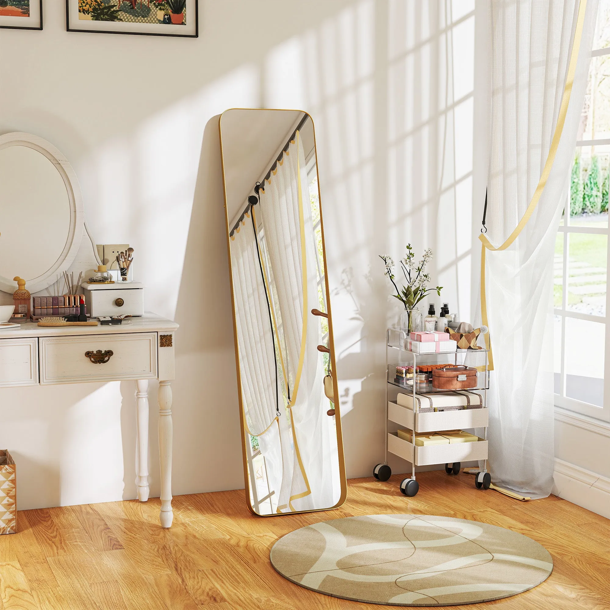40x160cm Rectangular Full-Length Freestanding Easel Mirror, Gold - Image 2