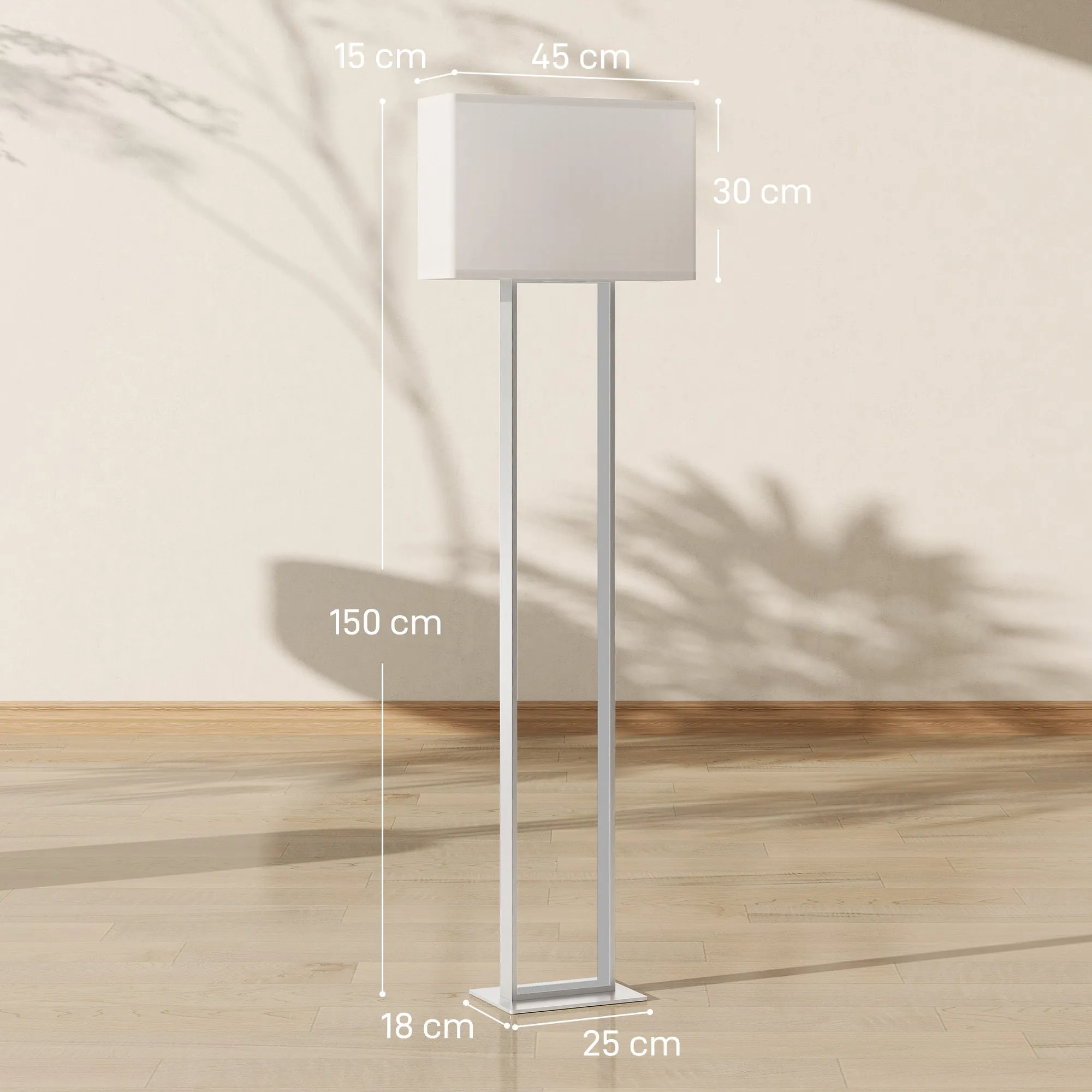 150cm Floor Lamp with 3 Modes, Adjustable Brightness and Foot Switch, White - Image 3