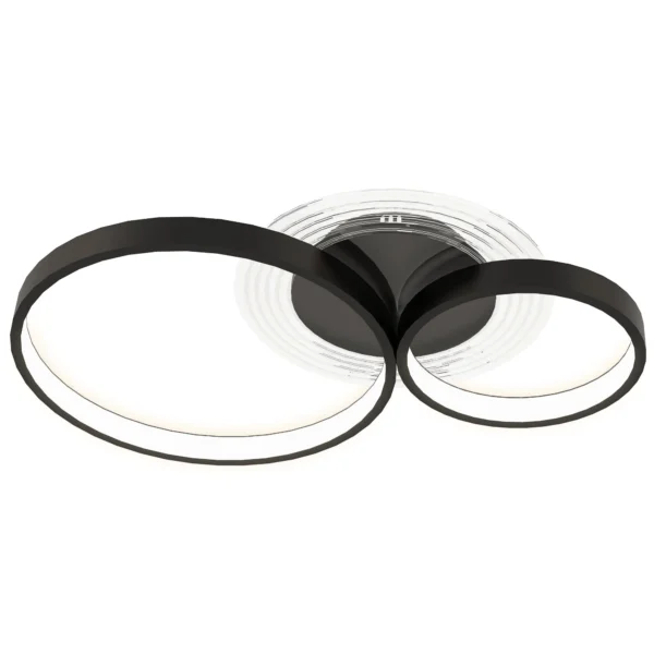 Modern 3-Ring LED Ceiling Light with Adjustable Brightness, 40W Power, Black