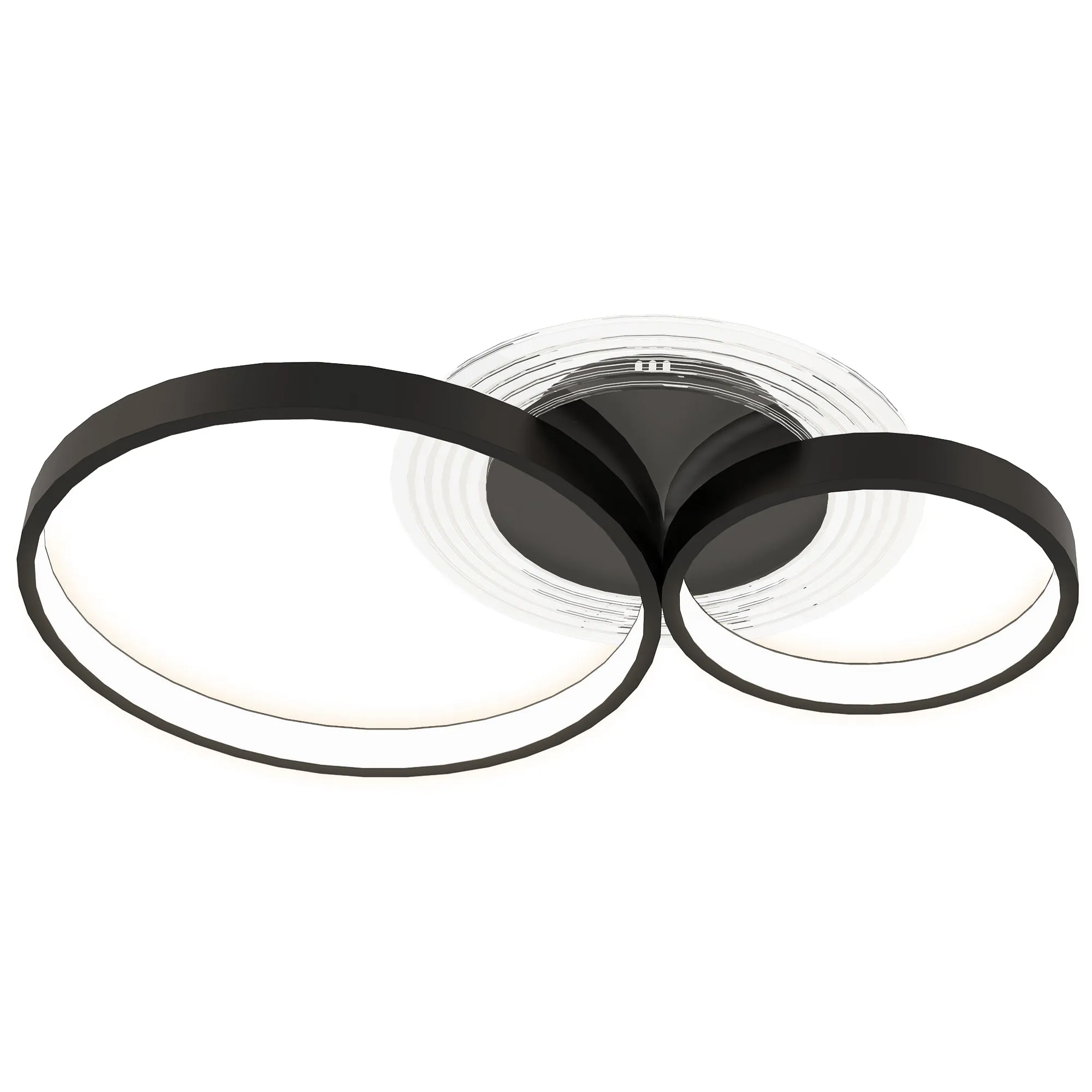 Modern 3-Ring LED Ceiling Light with Adjustable Brightness, 40W Power, Black