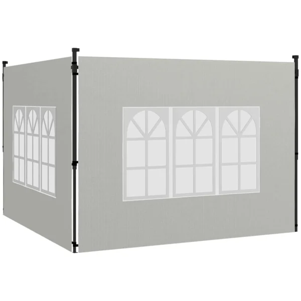 Outsunny Set of 2 Side Walls for Gazebos 3x3 m and 3x6 m with Windows, in PE and Plastic, 293x193 cm, White