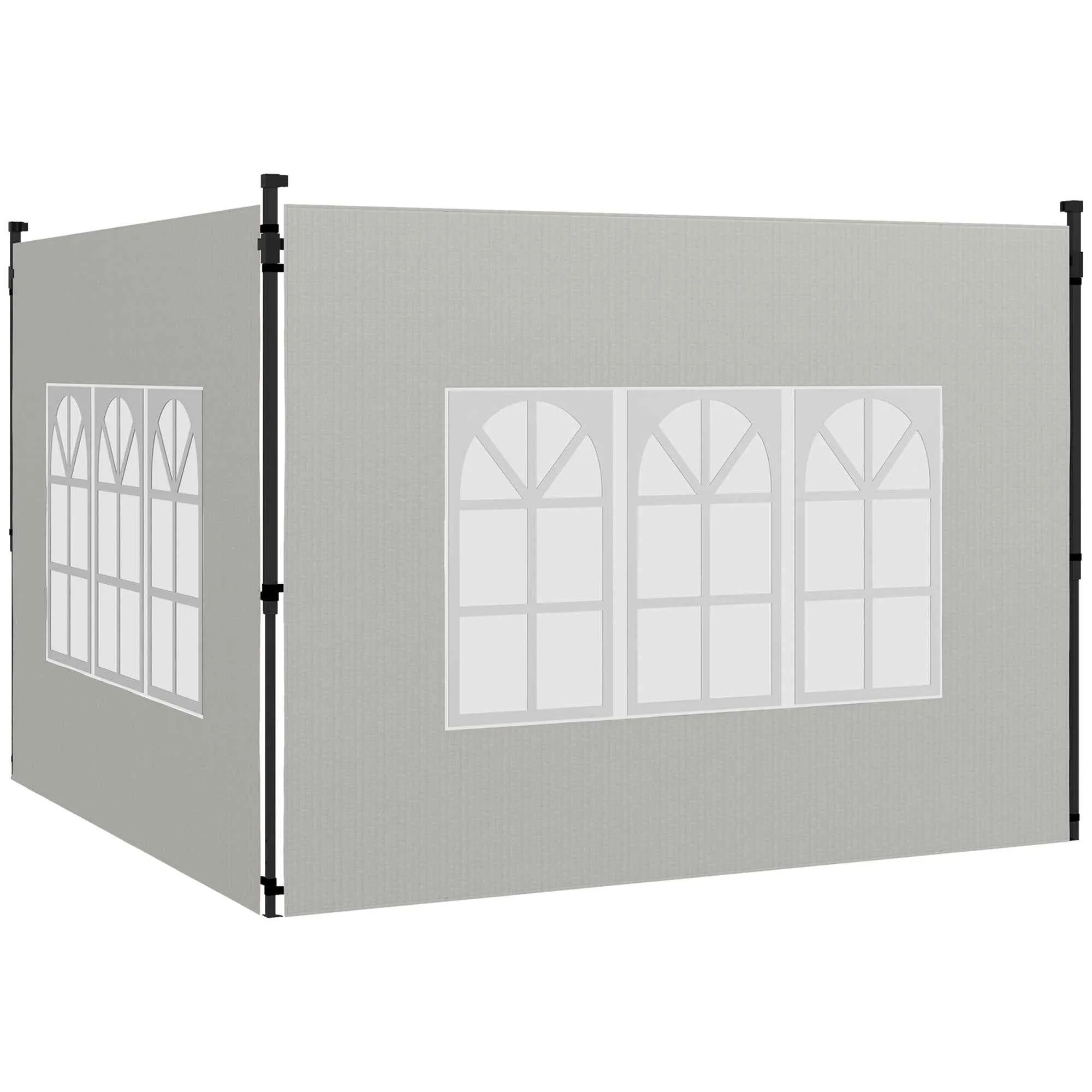 Outsunny Set of 2 Side Walls for Gazebos 3x3 m and 3x6 m with Windows, in PE and Plastic, 293x193 cm, White
