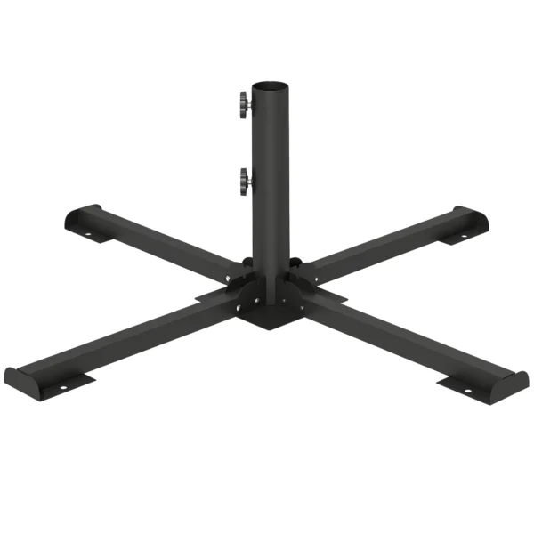 Outsunny Folding Cross Base for 38-48mm Umbrellas, Patio Stand, Dark Grey