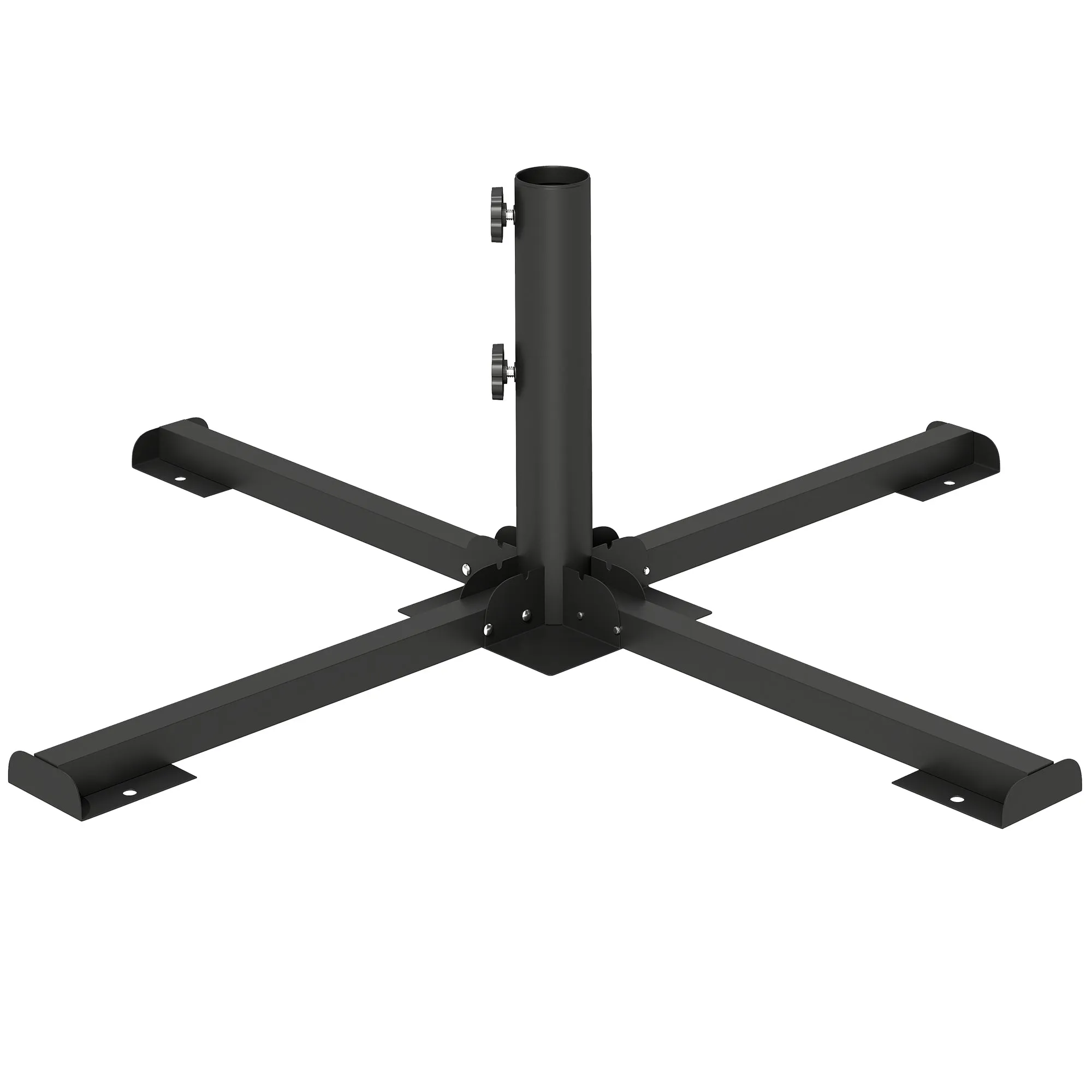 Outsunny Folding Cross Base for 38-48mm Umbrellas, Patio Stand, Dark Grey