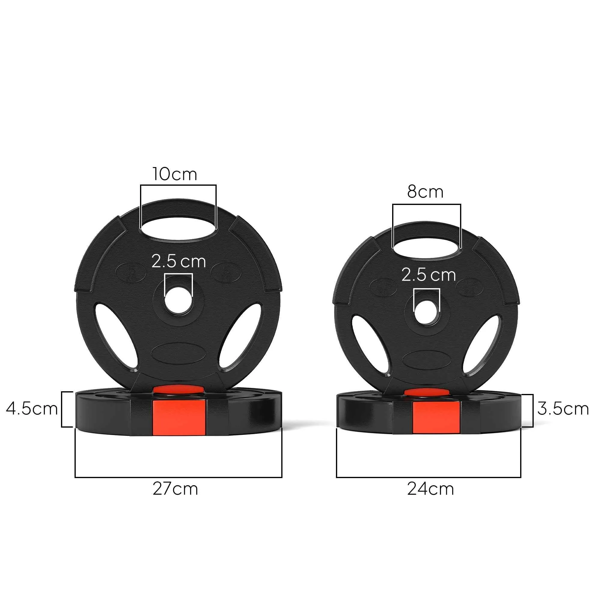 SPORTNOW Weight Kit with 2 x 5 kg Discs and 2 x 2.5 kg Discs in Polypropylene and Sand, Ø27x4.5 cm and Ø24x3.5 cm, Black - Image 3