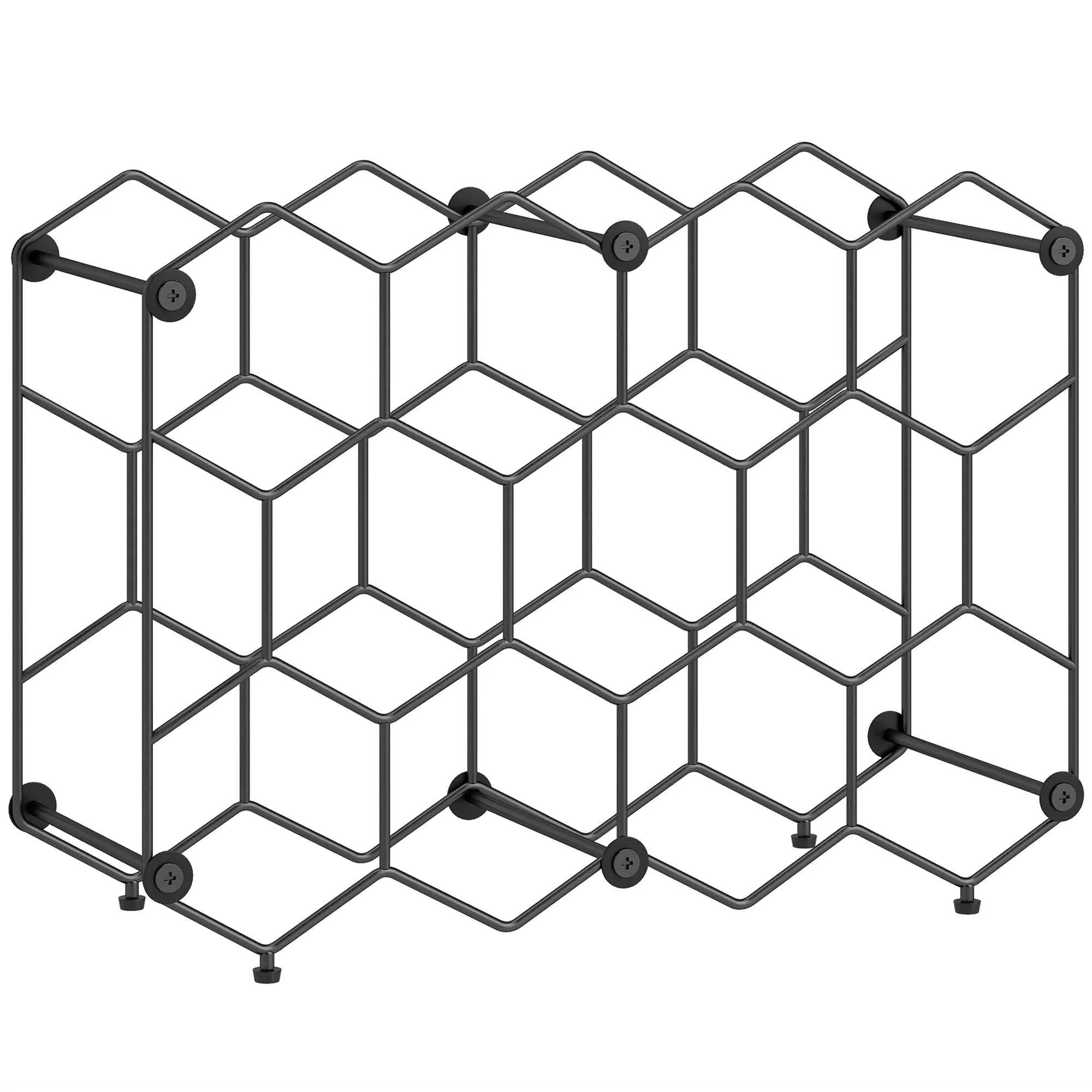 Honeycomb Geometric Design Wine Rack, Black