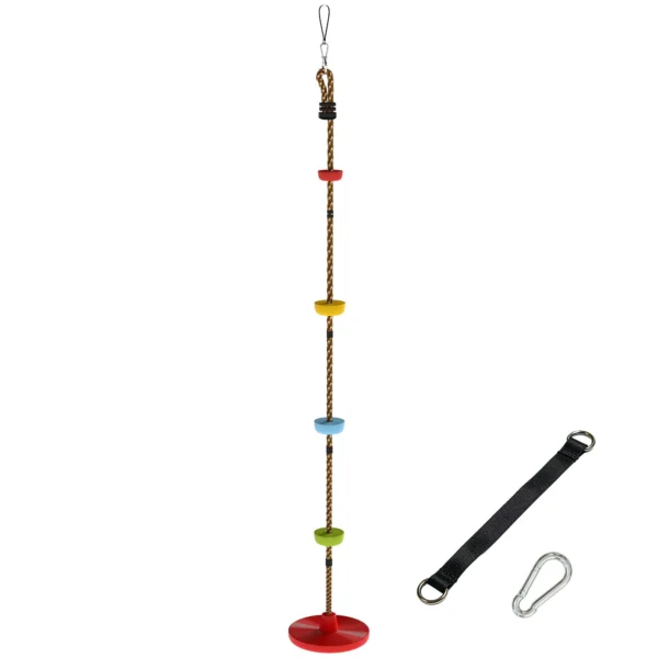 AIYAPLAY Children's Climbing Rope with Platforms and Disc Seat, in HDPE and PE, Ø30x4 cm, Red