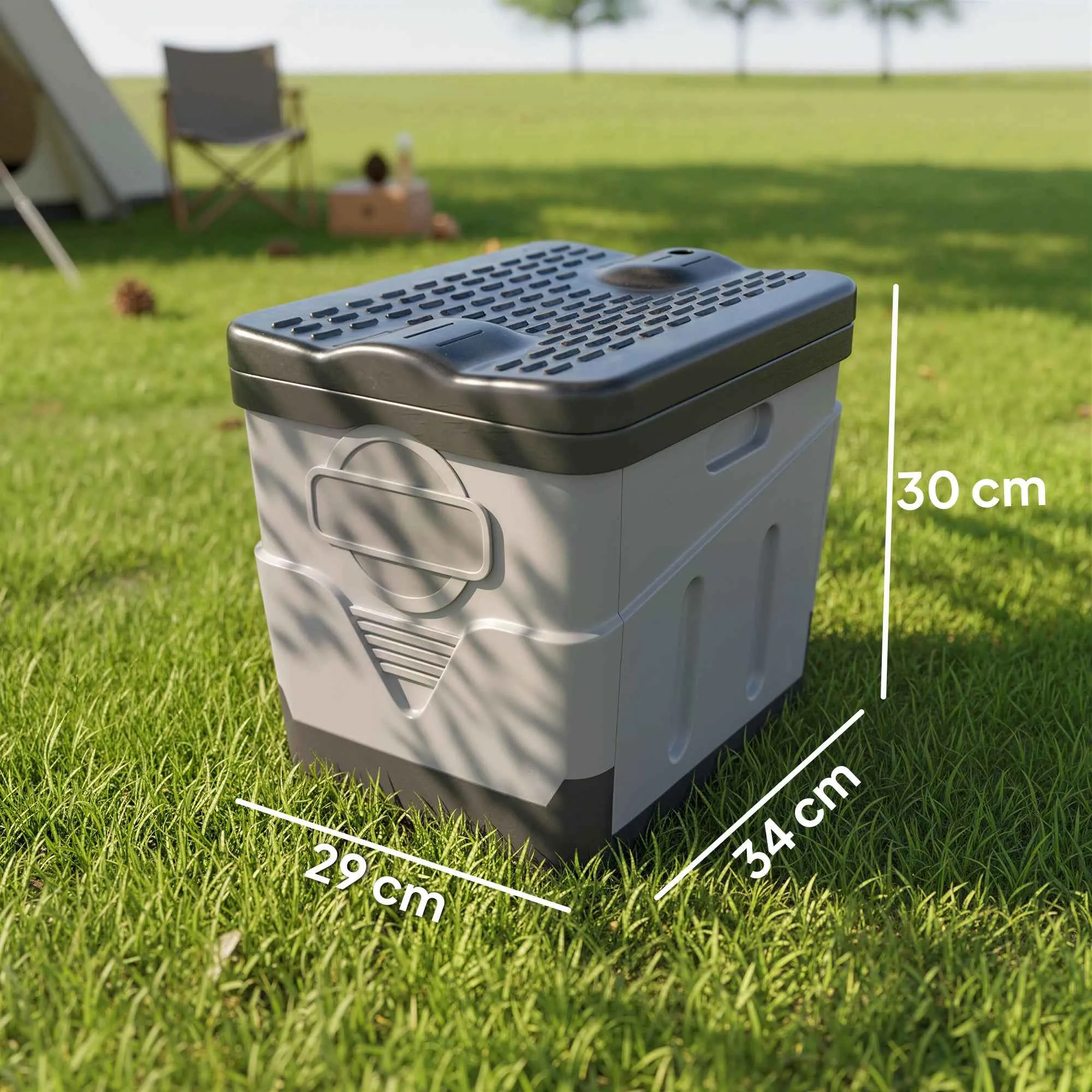 Outsunny Portable Camping Toilet with 12 Clotting Packets and 12 Disposal Bags, 34x29x20 cm, Dark Grey - Image 3