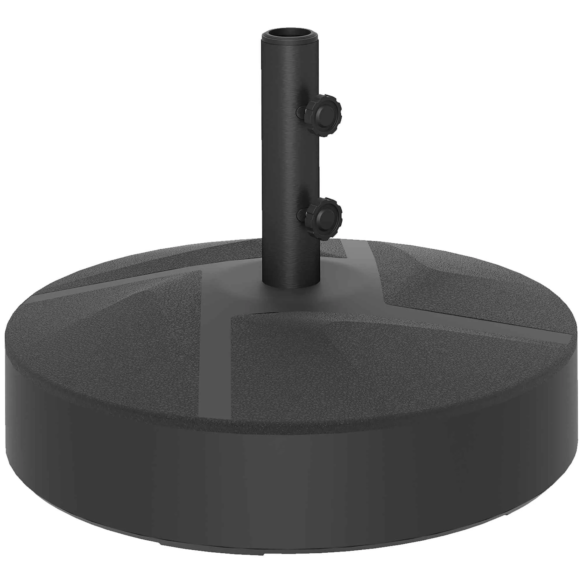 Outsunny Umbrella Base Fillable with Water 25kg/Sand 30kg, for Ø36/38/48mm Umbrella Poles, Black
