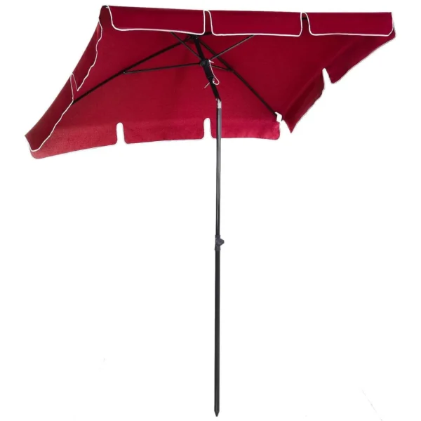 Outsunny 2x2.4m Rectangular Garden Umbrella with Adjustable Tilt, Red and Black