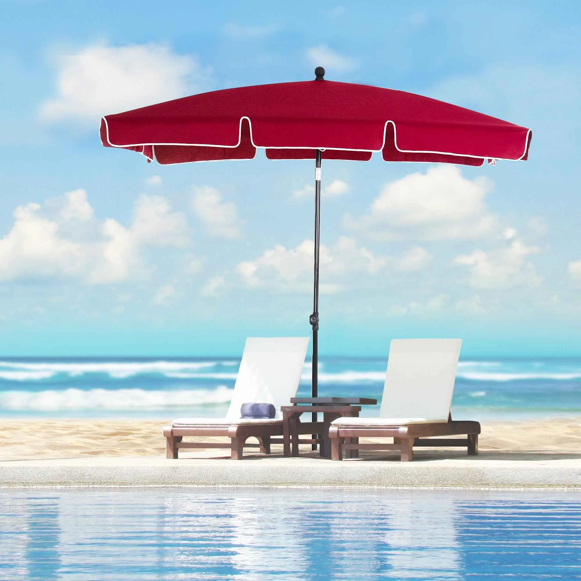 Outsunny 2x2.4m Rectangular Garden Umbrella with Adjustable Tilt, Red and Black - Image 2