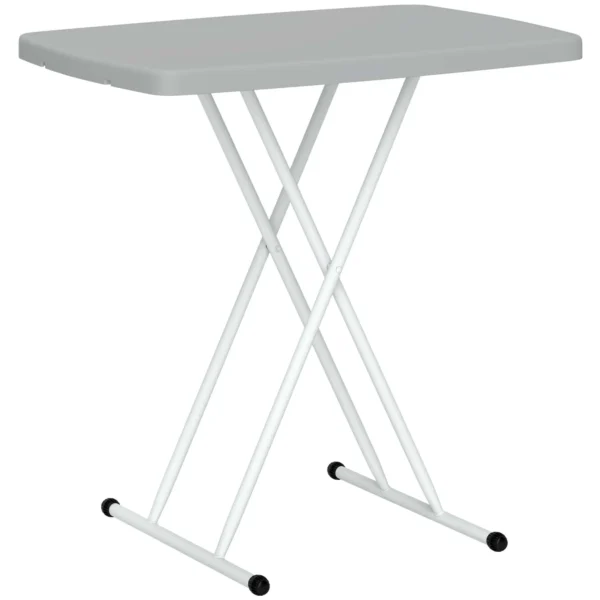 Outsunny Folding Garden Table with Adjustable Height, Made of Metal and HDPE, 76x50x74 cm, Dark Grey