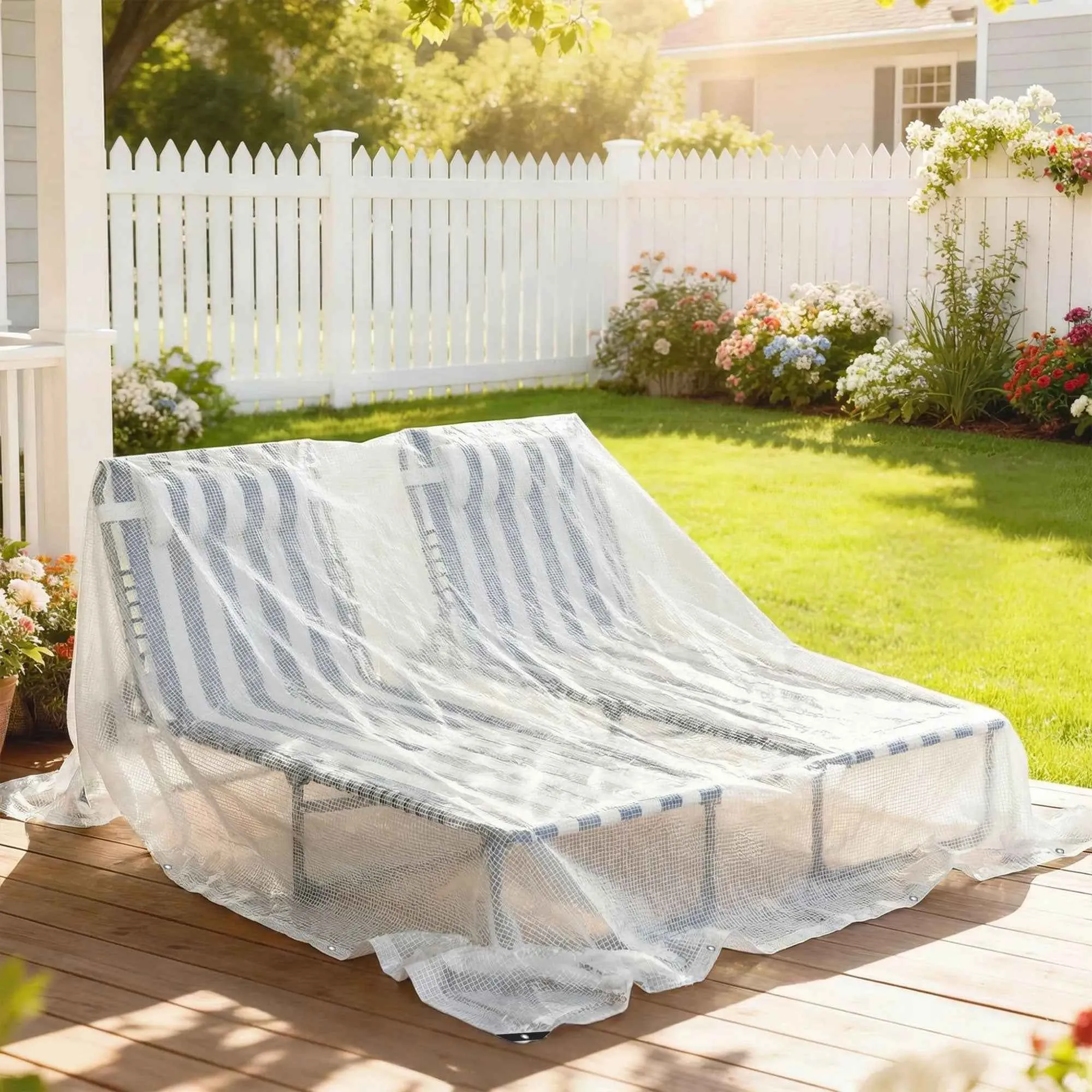 Outsunny 3x5m Waterproof Tarpaulin, Heavy Duty 140GSM PE, Tear Resistant - Image 2