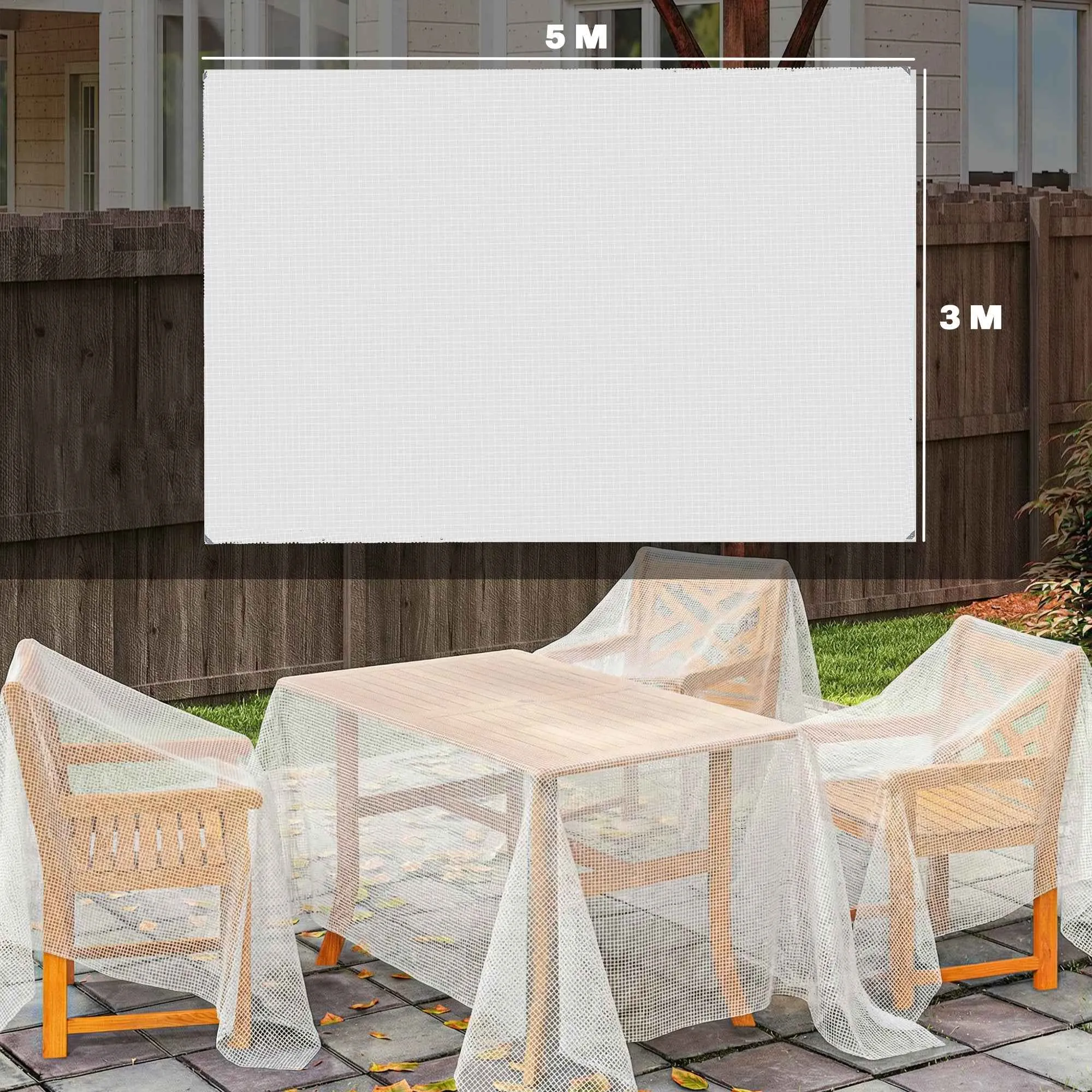 Outsunny 3x5m Waterproof Tarpaulin, Heavy Duty 140GSM PE, Tear Resistant - Image 3