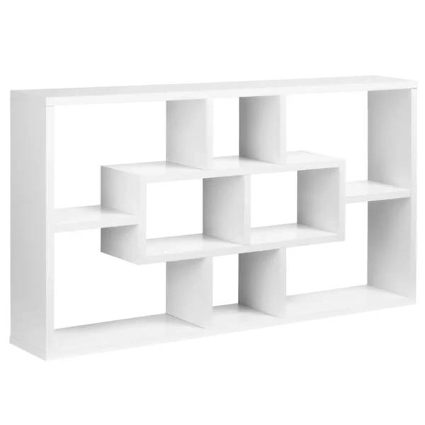 HOMCOM Wall Mounted Bookcase with 8 Compartments in 3 Different Sizes, Wall Shelf with Anti-Tip Design, White Chipboard Panels, 85x14.5x47.5cm, Capacity: 20kg