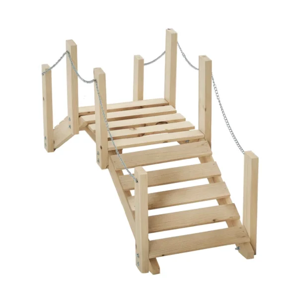 Outsunny Wooden Garden Bridge for Pond with Arched Walkway
