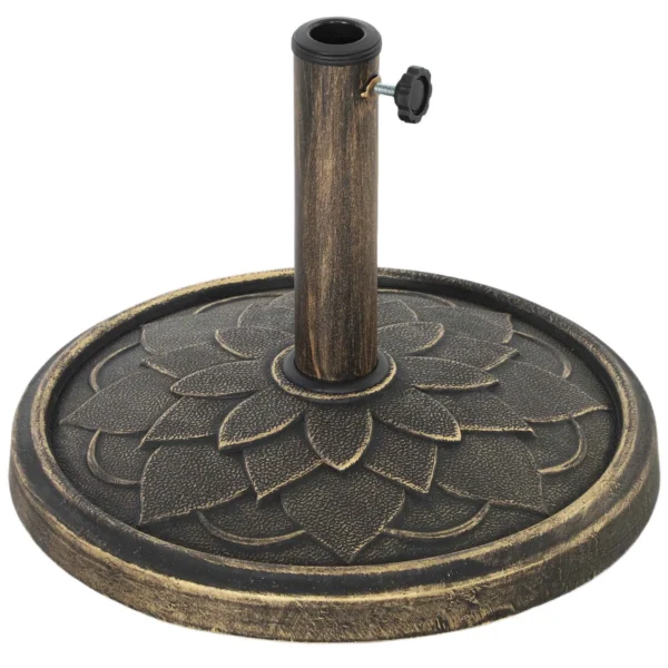 Outsunny 12kg Umbrella Base with Integrated Crank, in Resin, Metal and Cement, Ø46x34 cm, Bronze