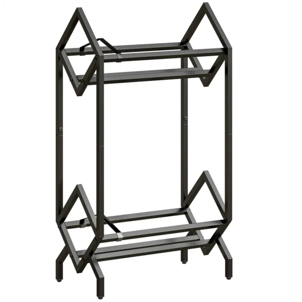 HOMCOM 50 CD Holder, 2-Tier Metal Vinyl Record Rack for DVDs, Books, Albums, Black