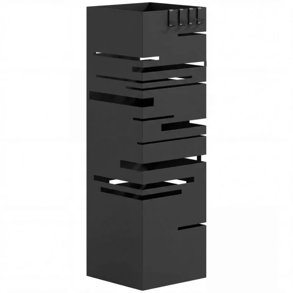 HOMCOM Freestanding Square Metal Umbrella Stand for Entryway, Black