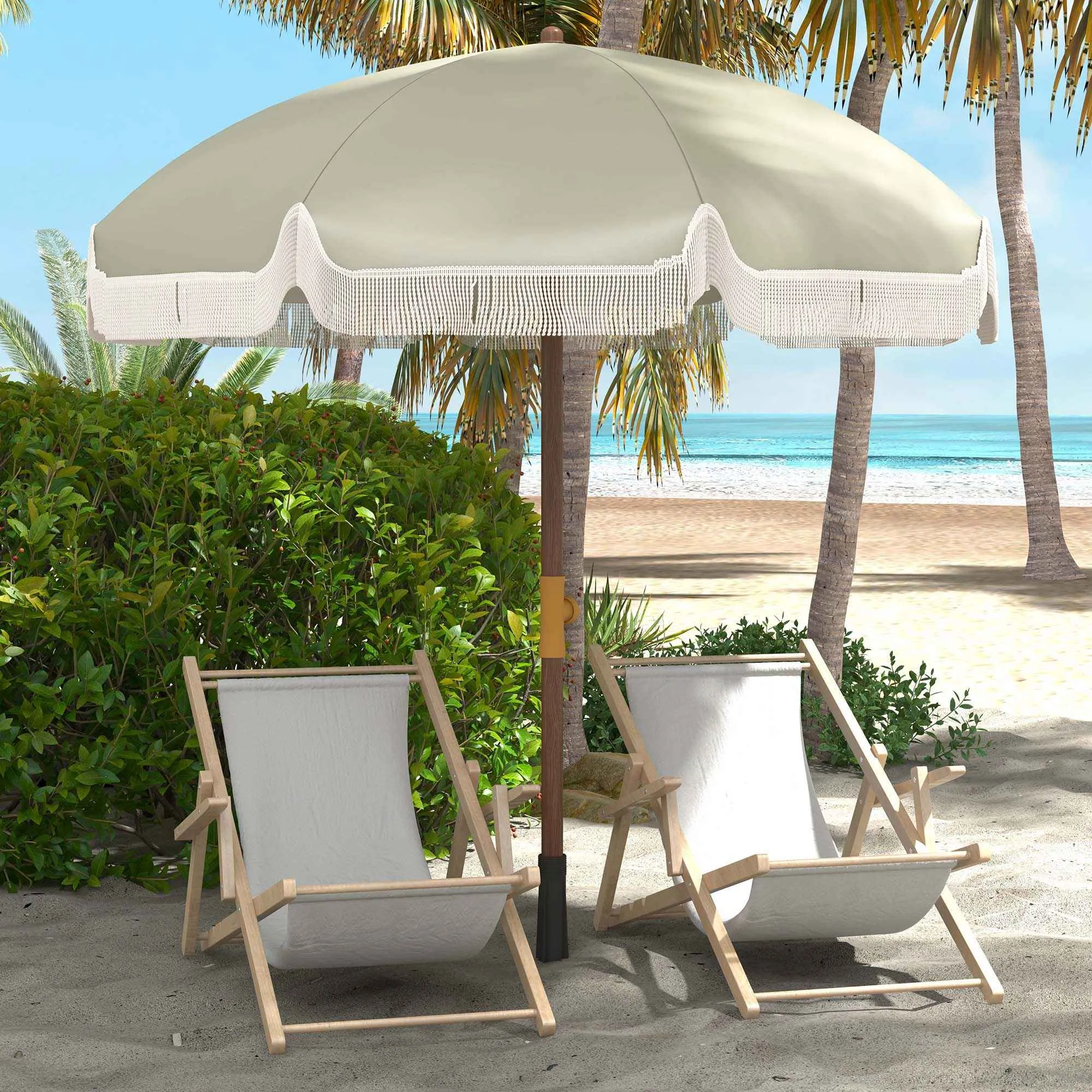 Outsunny UV40+ 8-Ribbed Beach Umbrella with Carry Bag, Metal and Polyester, Ø1.9x2.1 m, Green - Image 2