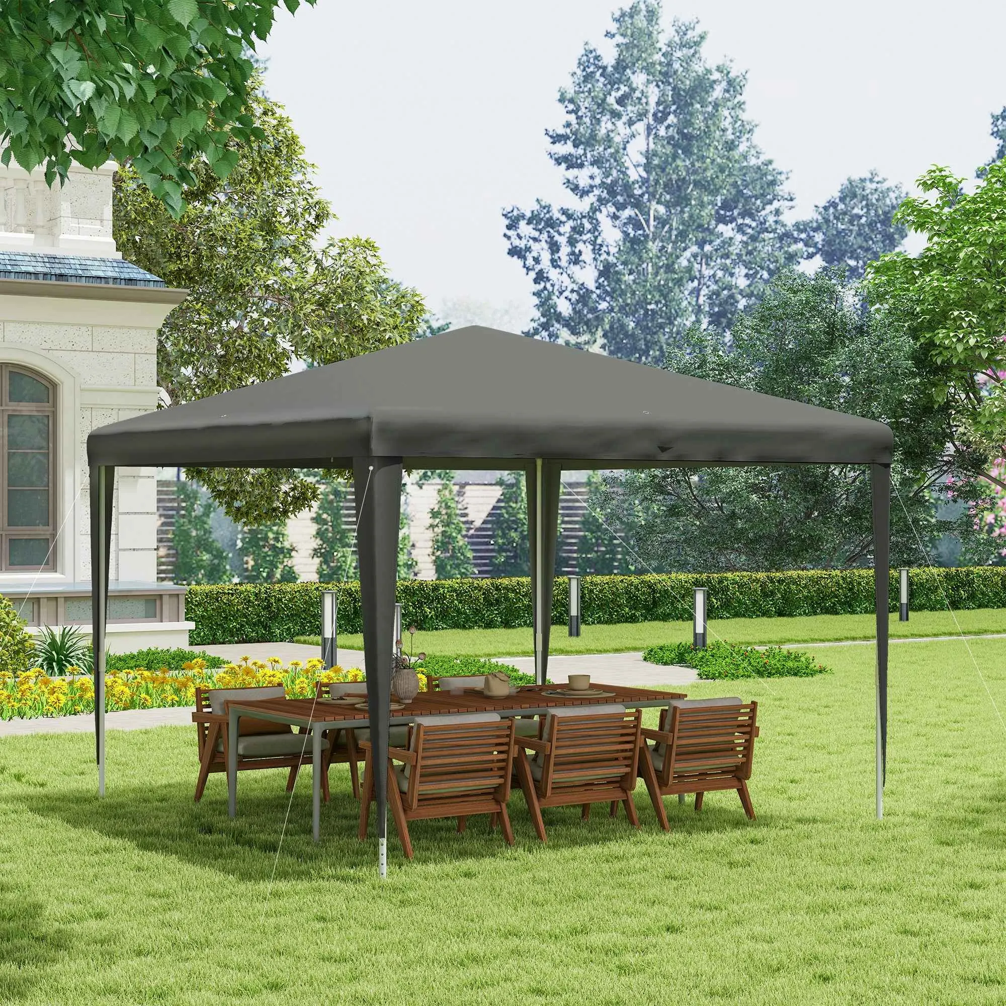 Outsunny 3x3m Folding and Portable Garden Gazebo for Parties with UV Protection Cover, Grey - Image 2