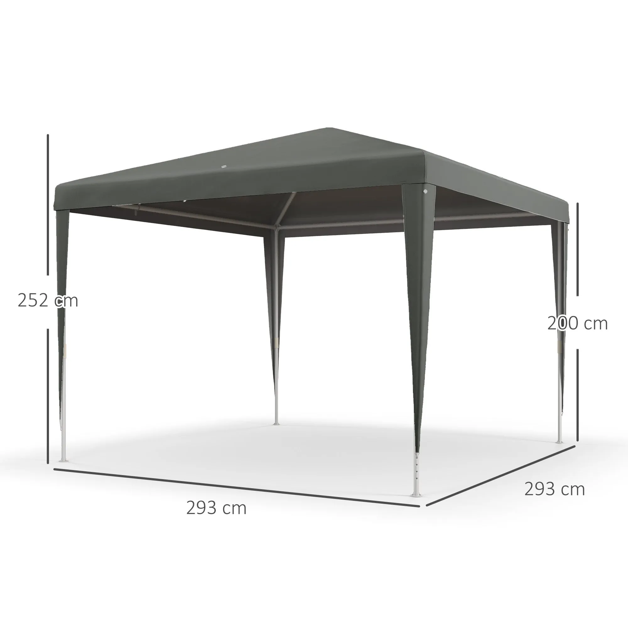 Outsunny 3x3m Folding and Portable Garden Gazebo for Parties with UV Protection Cover, Grey - Image 3