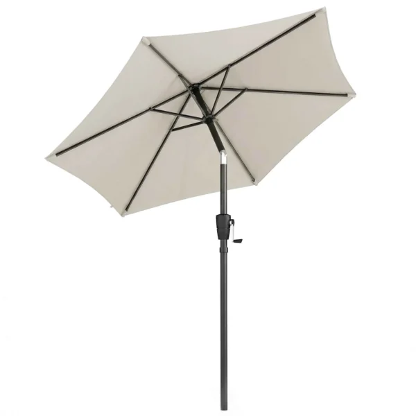 Outsunny 2x2m Tilting Garden Umbrella with 6 Ribs and Crank Handle, in Metal and Polyester, Light Grey