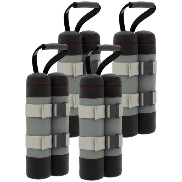 Outsunny Set of 4 Gazebo Weights, Fillable with Sand up to 12 kg, in 168D Oxford Fabric, 20x10x43 cm, Black and Grey