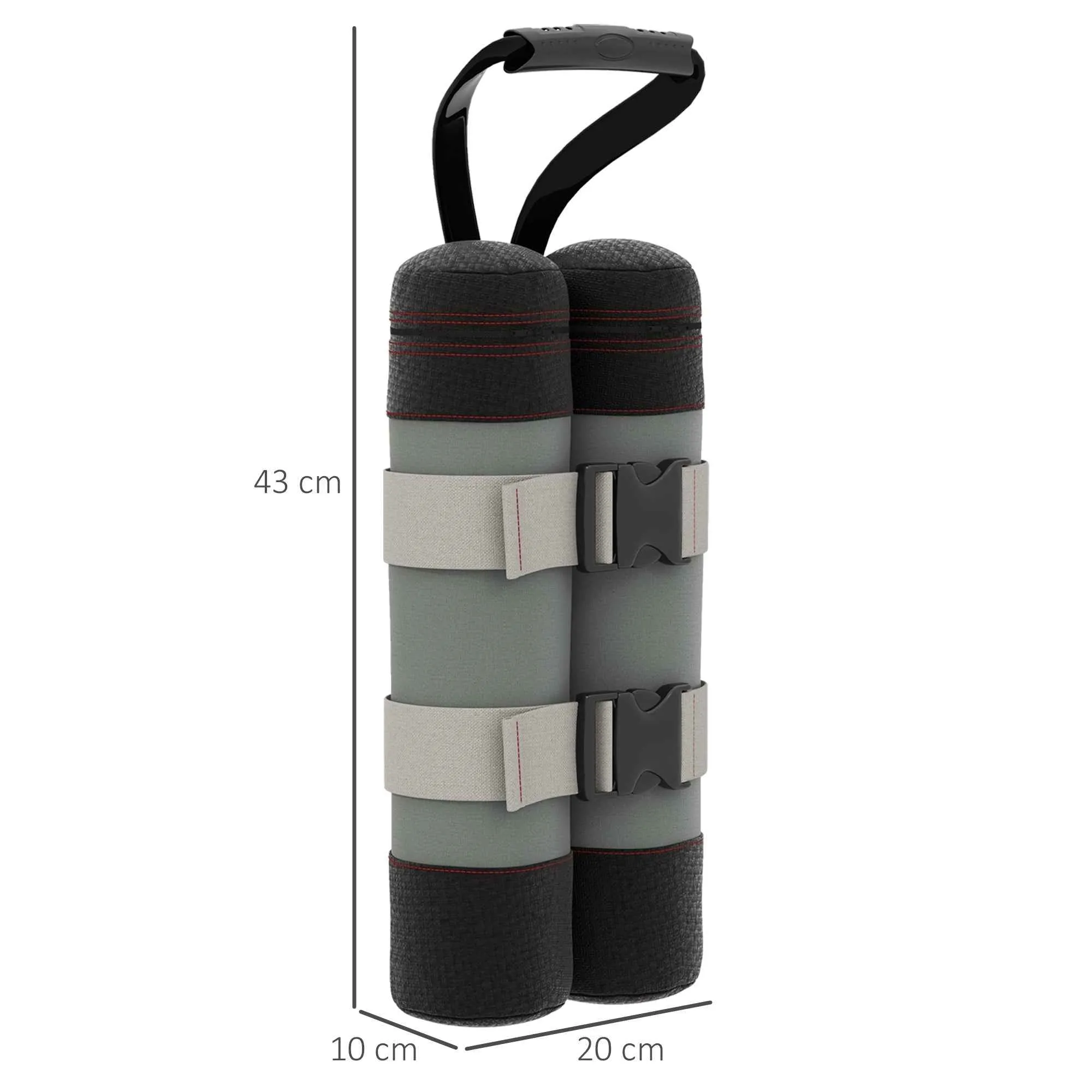 Outsunny Set of 4 Gazebo Weights, Fillable with Sand up to 12 kg, in 168D Oxford Fabric, 20x10x43 cm, Black and Grey - Image 3
